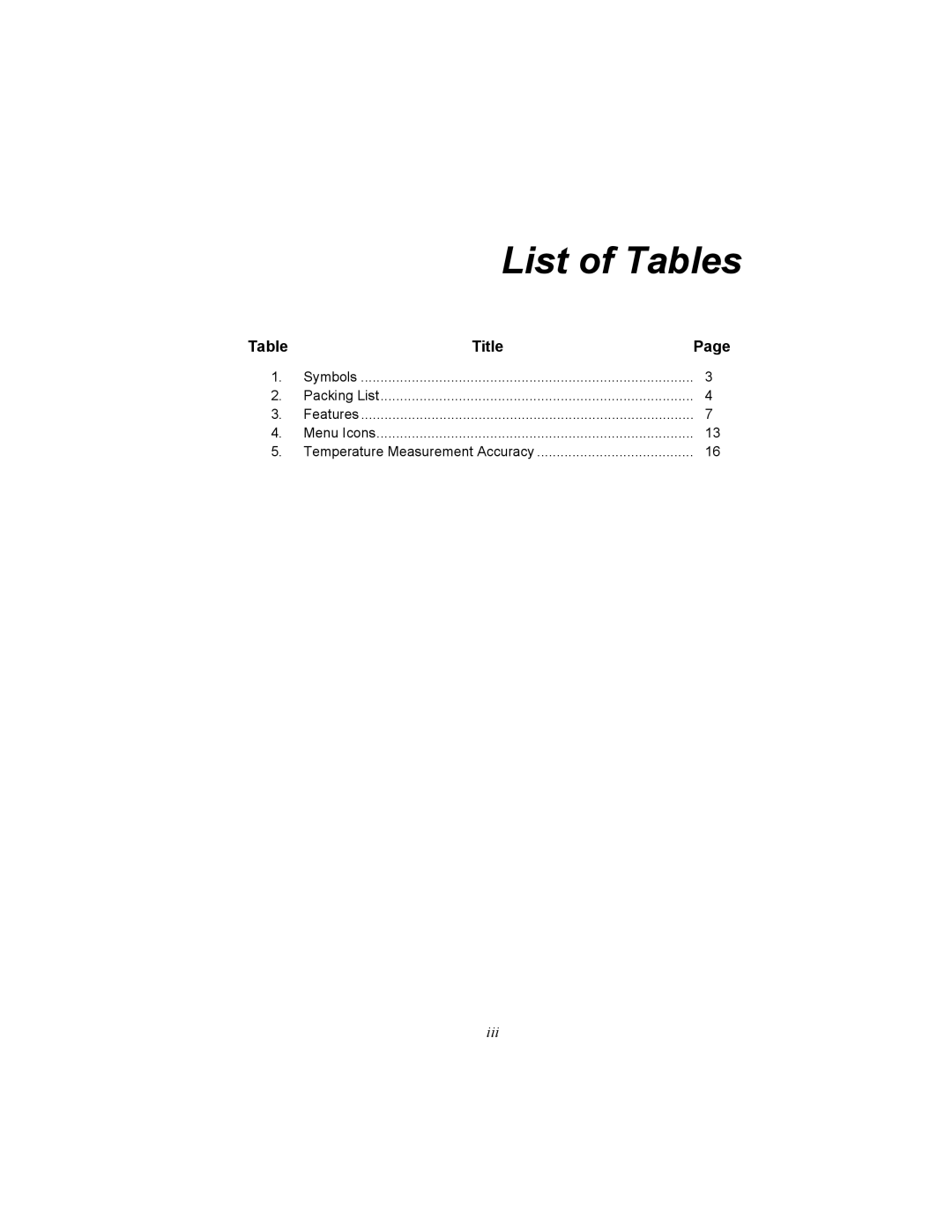 Fluke VT02, VT04A user manual List of Tables 