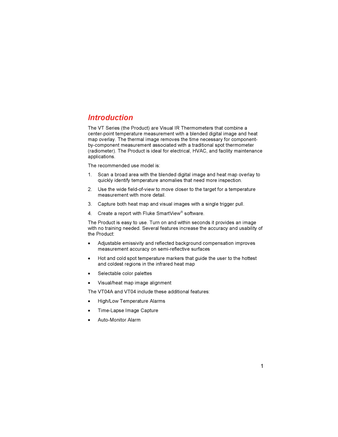 Fluke VT04A, VT02 user manual Introduction 