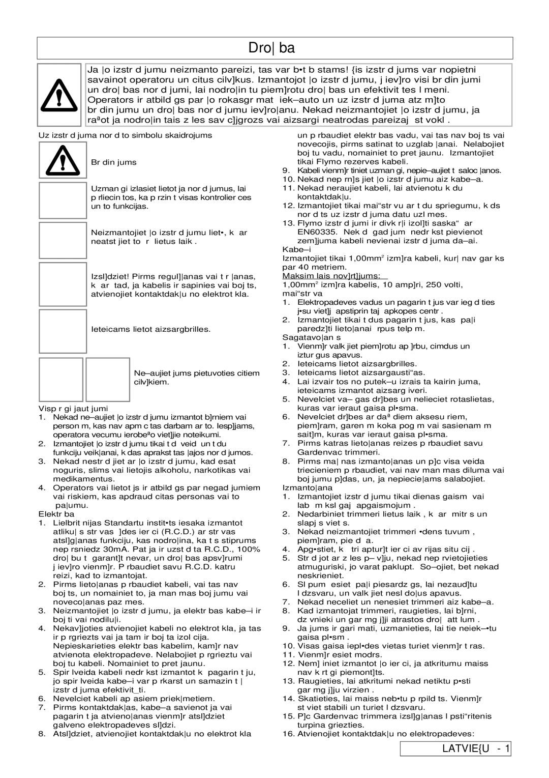 Flymo 2200, 2500 manual Droœba 