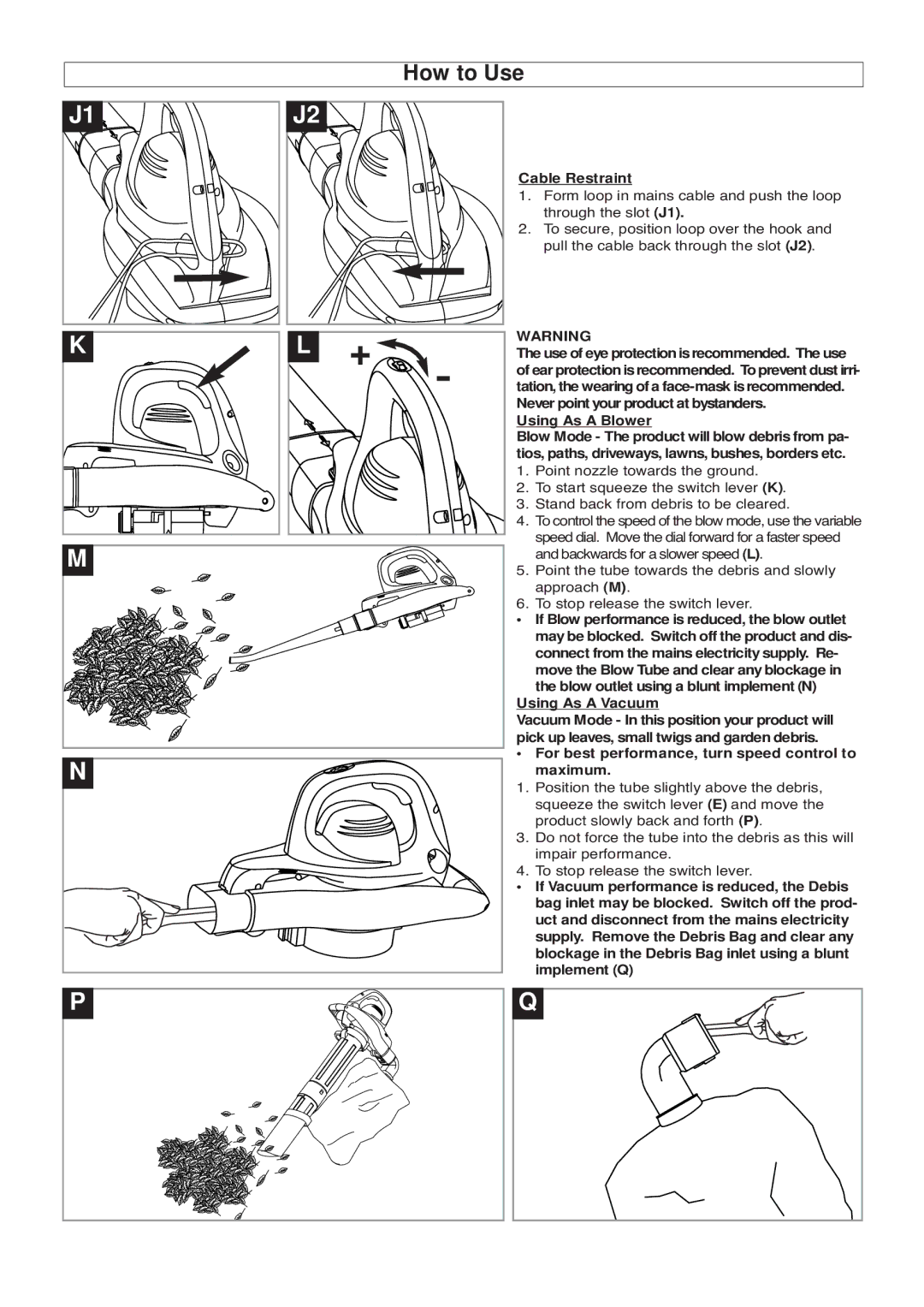 Flymo 2700XV manual How to Use, Cable Restraint 