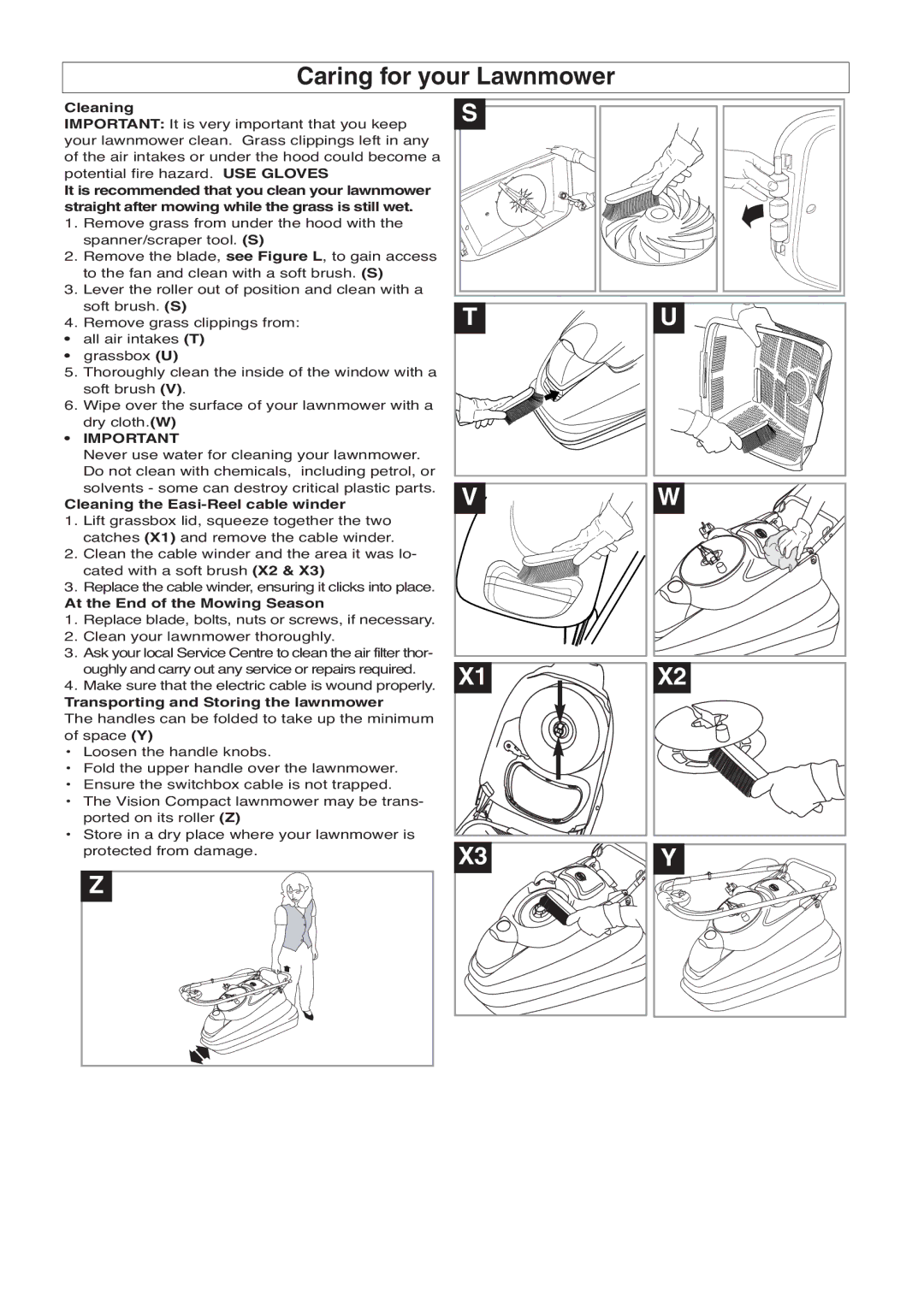 Flymo 350, 330 manual Caring for your Lawnmower, Cleaning 