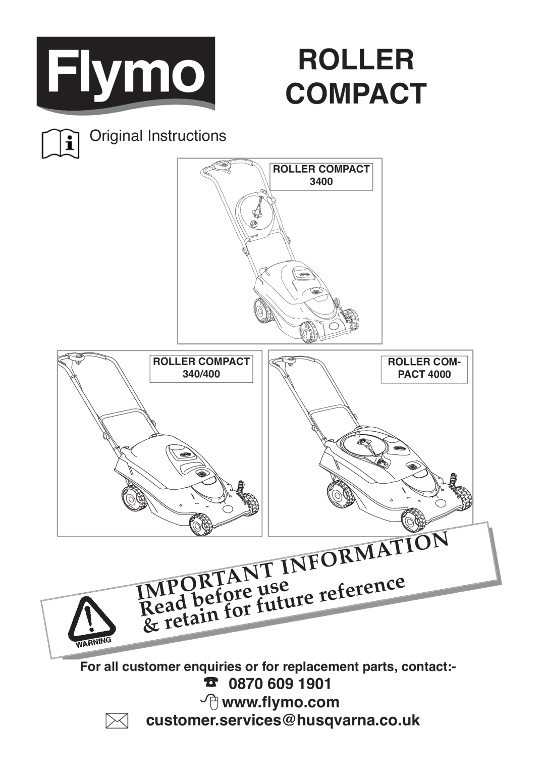 Flymo 3400 manual Roller Compact 