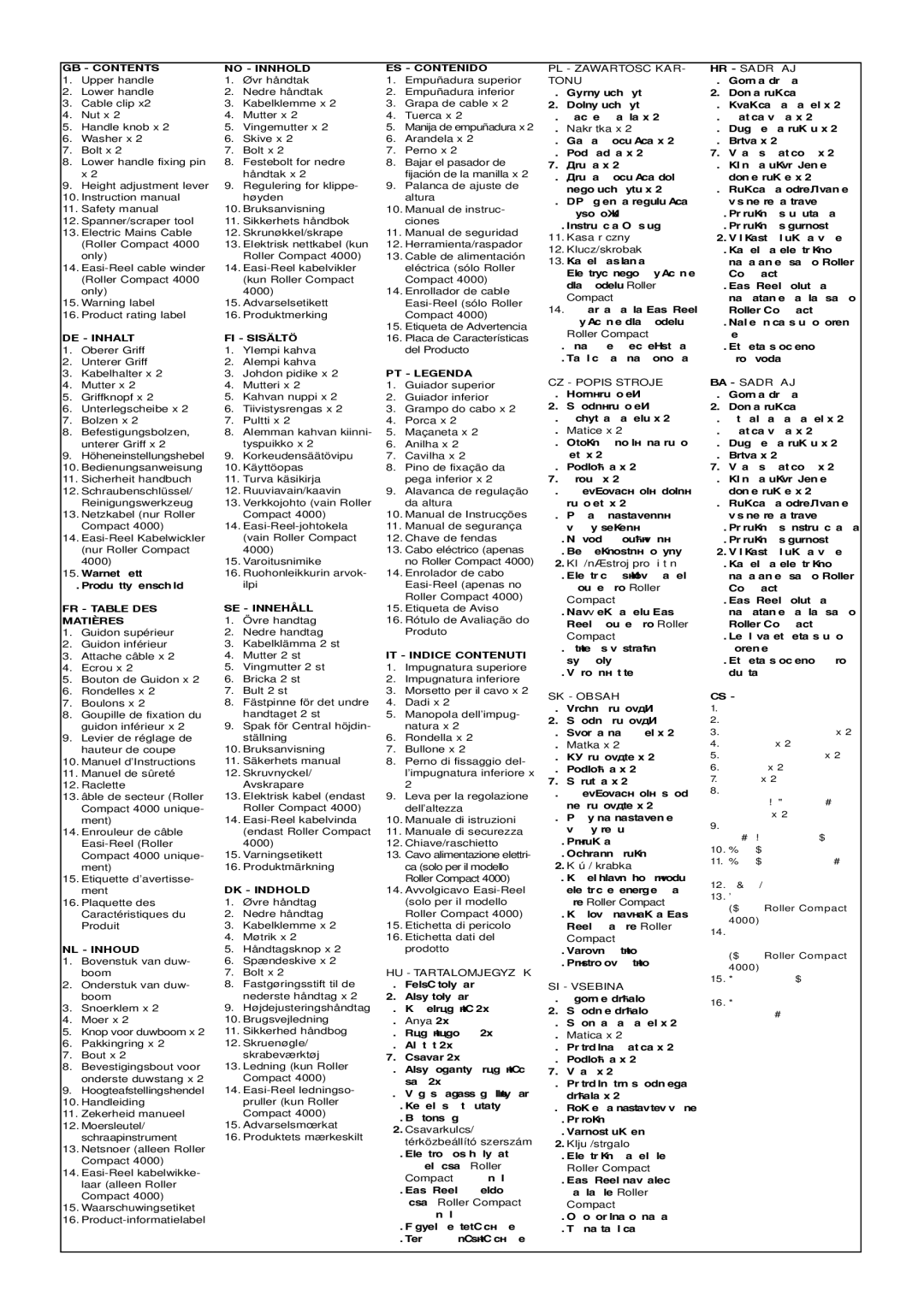 Flymo 340/400 manual FR Table DES Matières 