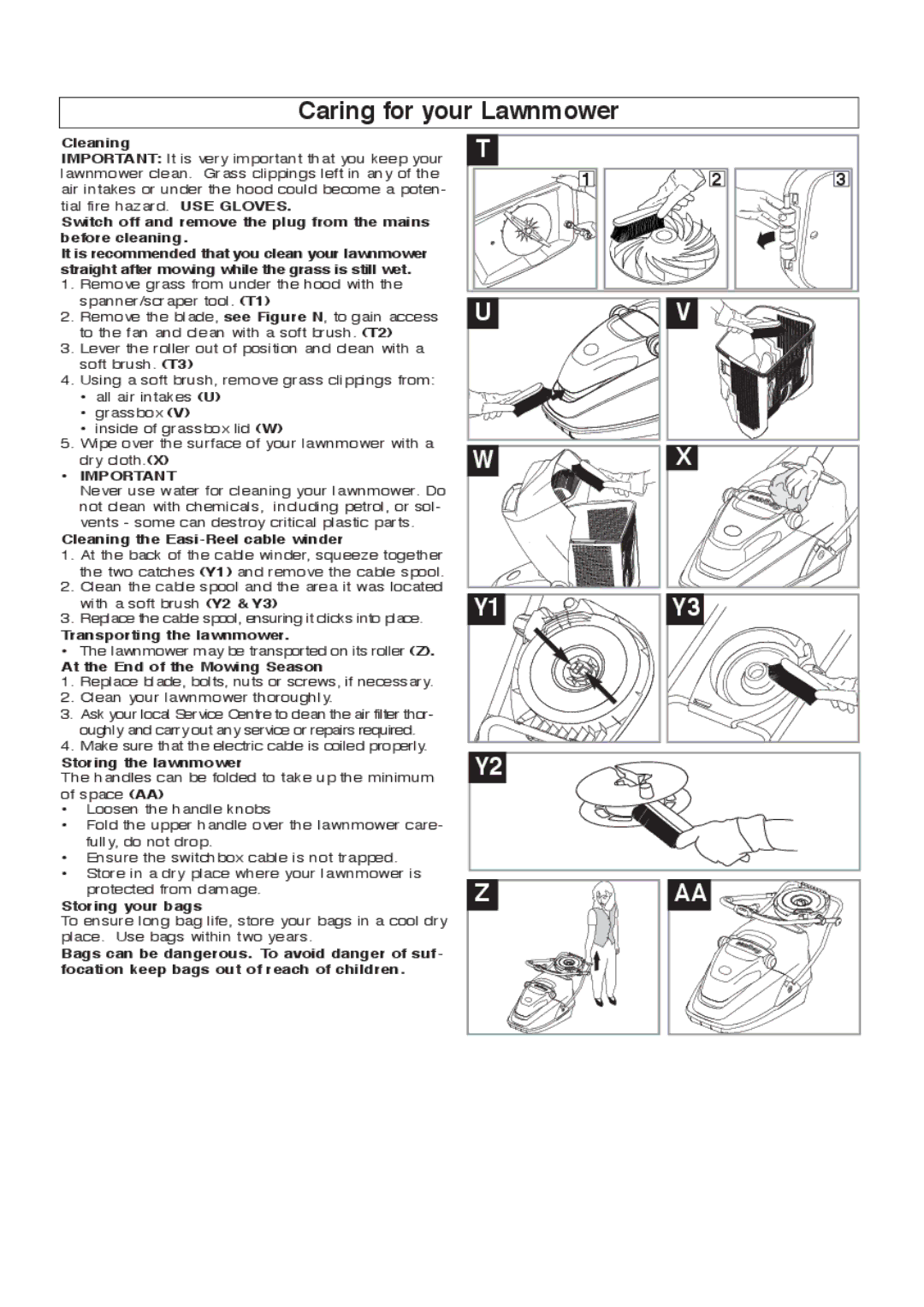 Flymo 350 Plus manual Caring for your Lawnmower 