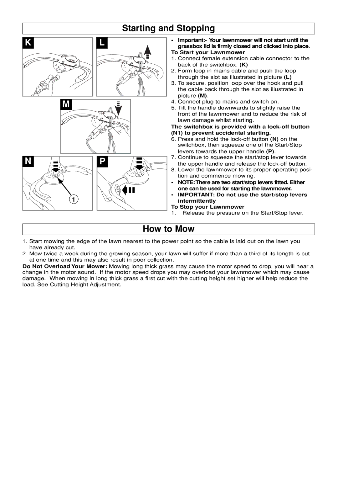 Flymo 400 manual Starting and Stopping, How to Mow, To Start your Lawnmower 