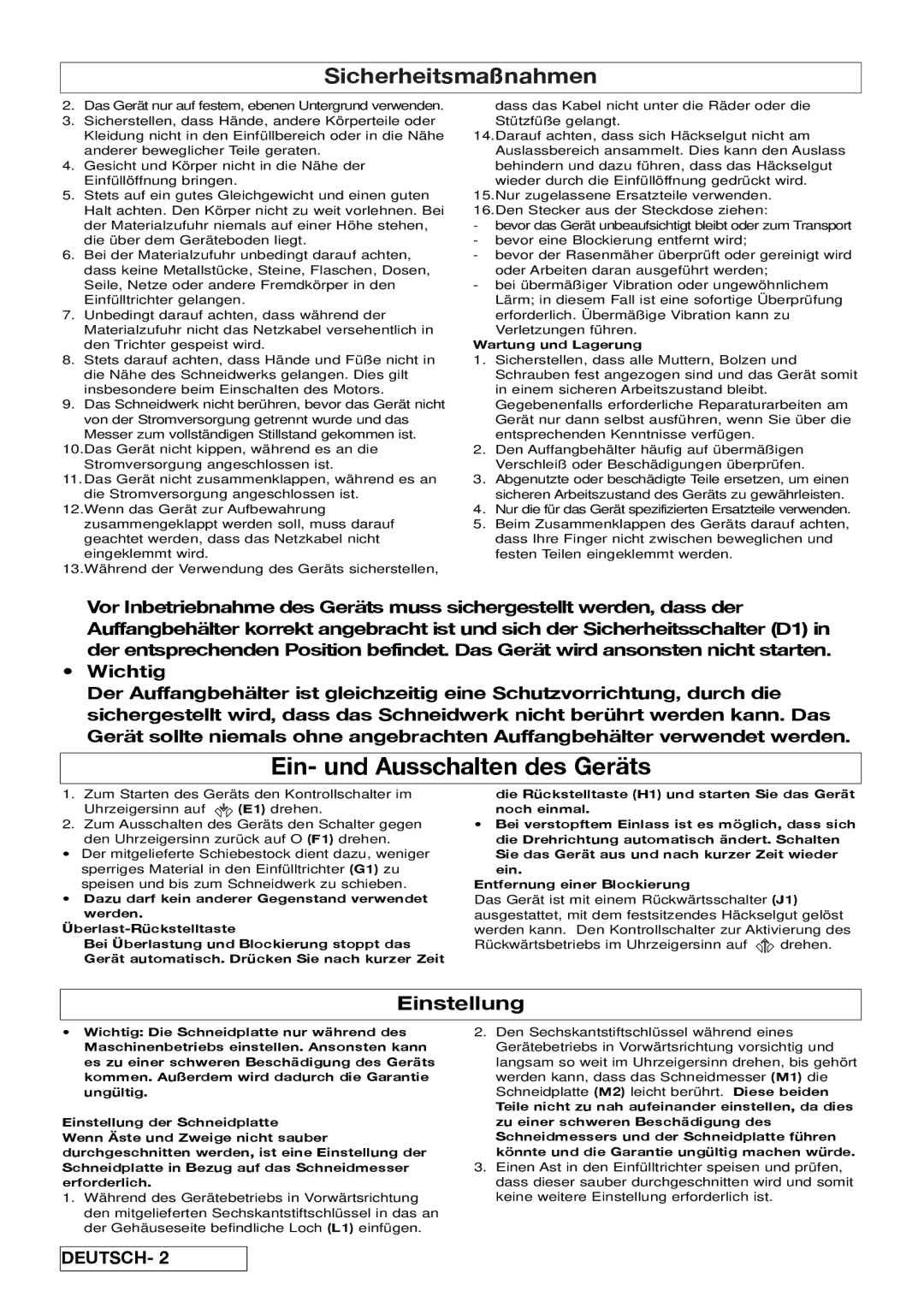 Flymo 510740403 manual Ein- und Ausschalten des Geräts, Wartung und Lagerung 