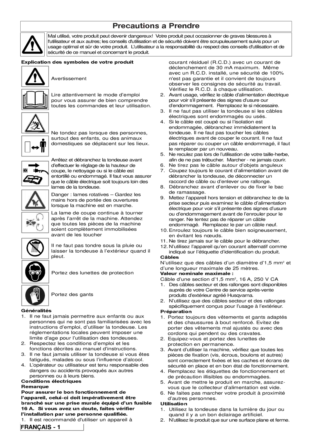 Flymo 510740403 manual Precautions a Prendre 