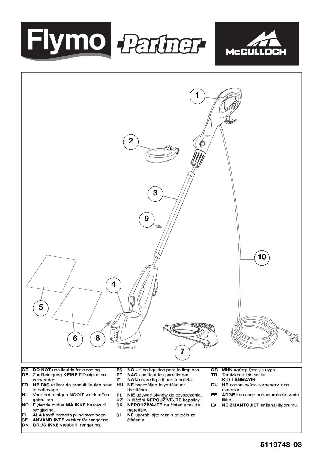 Flymo 5119748-03 manual 