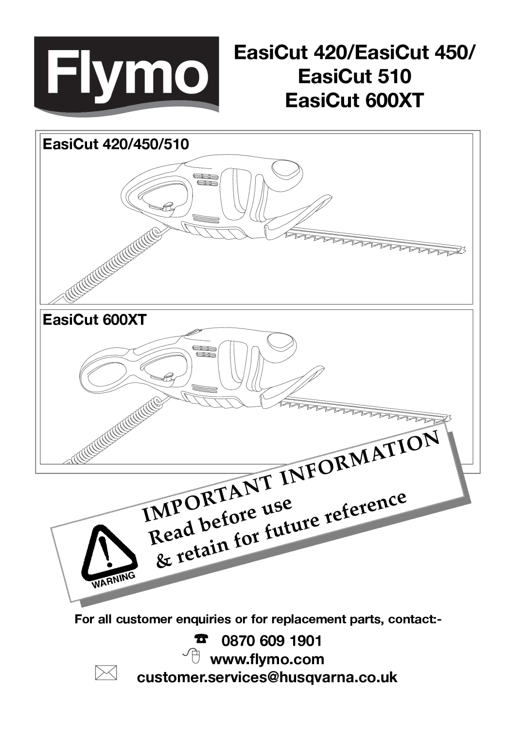 Flymo 450, 510 manual EasiCut 420/EasiCut EasiCut 600XT 