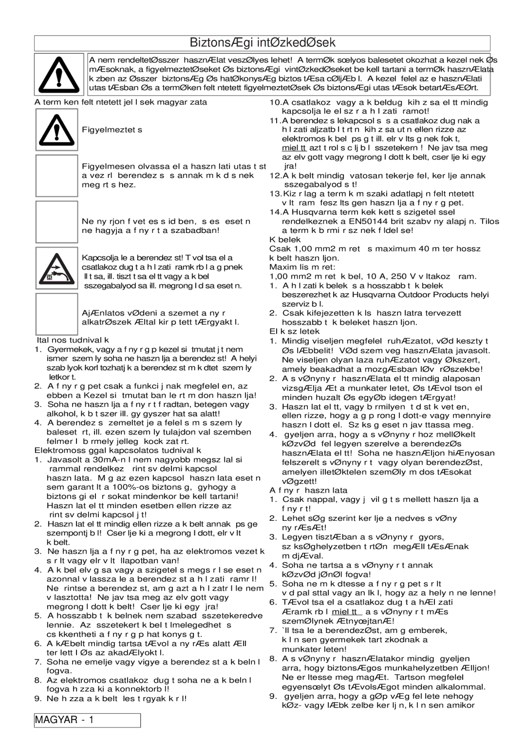 Flymo 7000XT, 5500, 6500XT, 6000XT manual Biztonsági intézkedések, Terméken feltüntetett jelölések magyarázata 