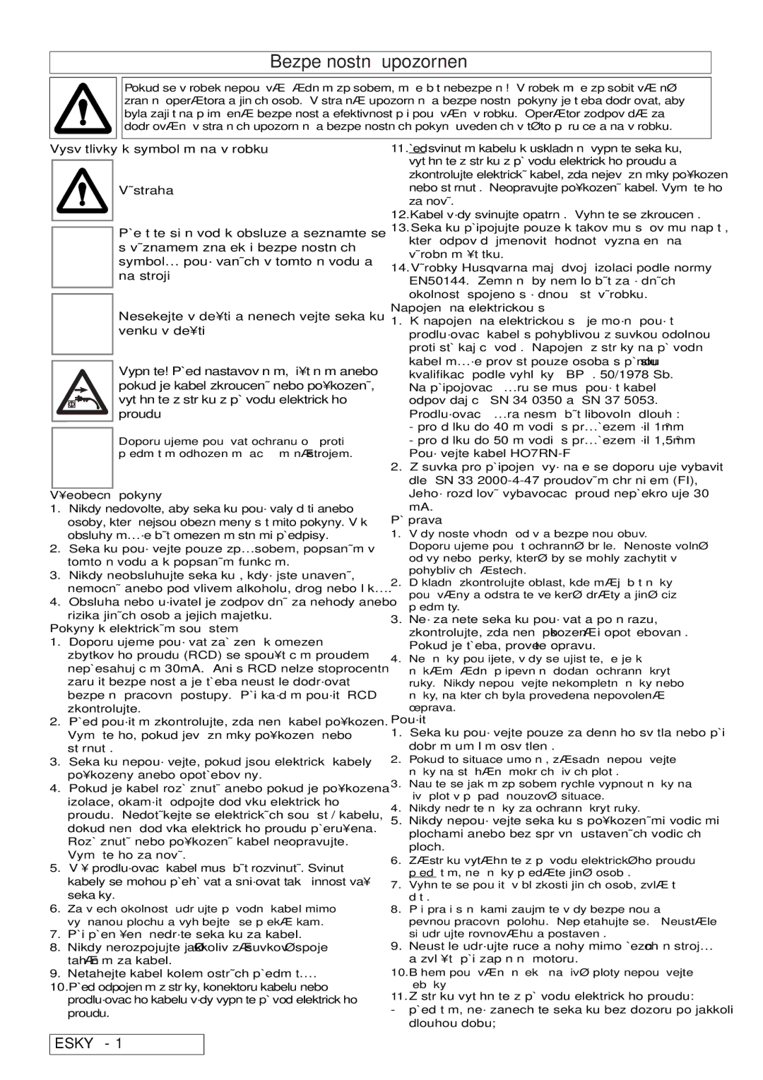 Flymo 7000XT, 5500, 6500XT, 6000XT manual Bezpečnostní upozornení, Vysvětlivky k symbolům na výrobku 