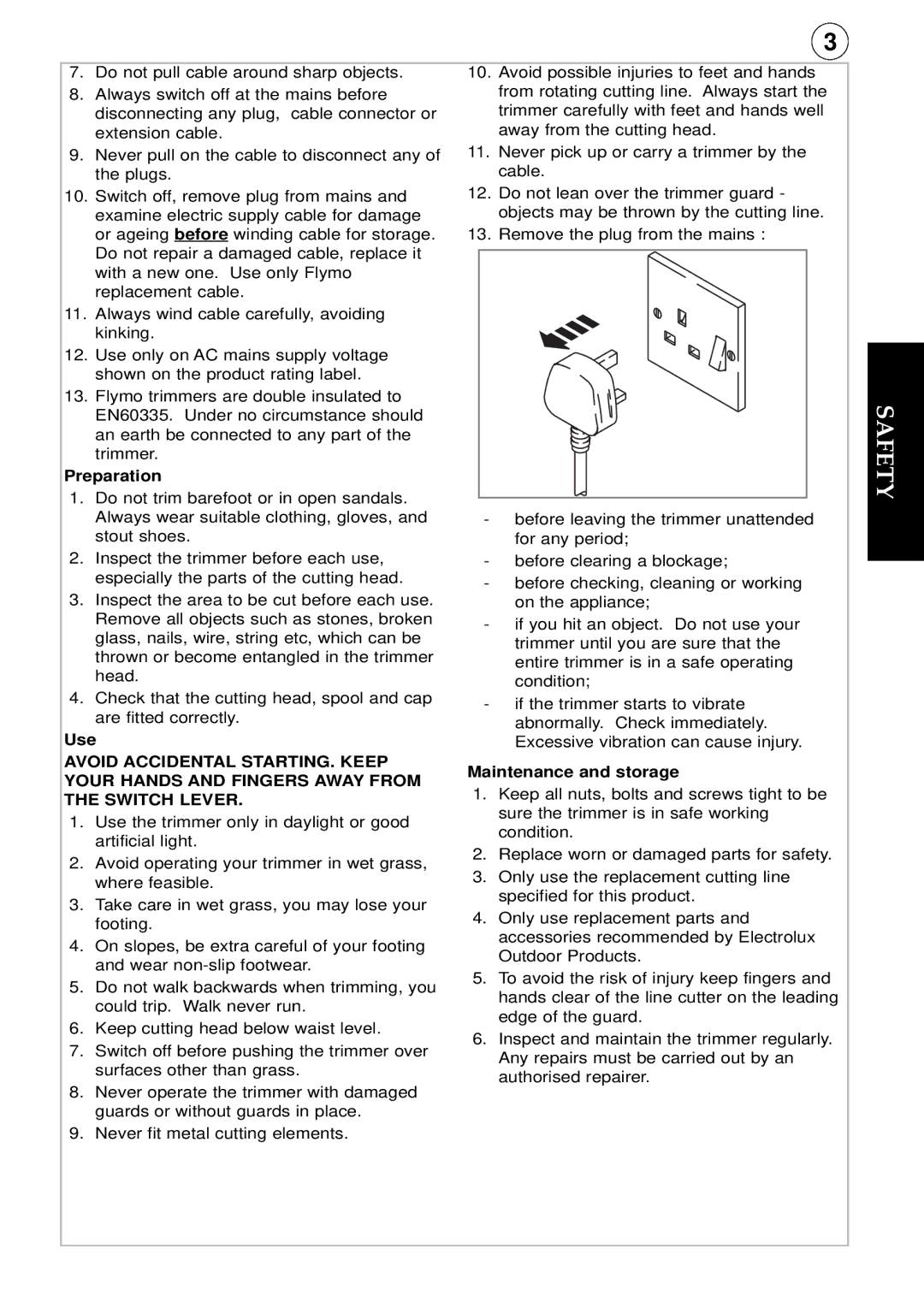 Flymo Auto instruction manual Preparation, Use, Maintenance and storage 