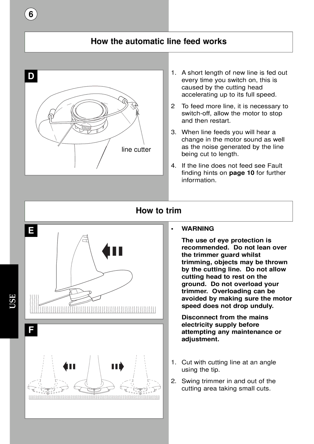 Flymo Auto instruction manual How the automatic line feed works, How to trim 