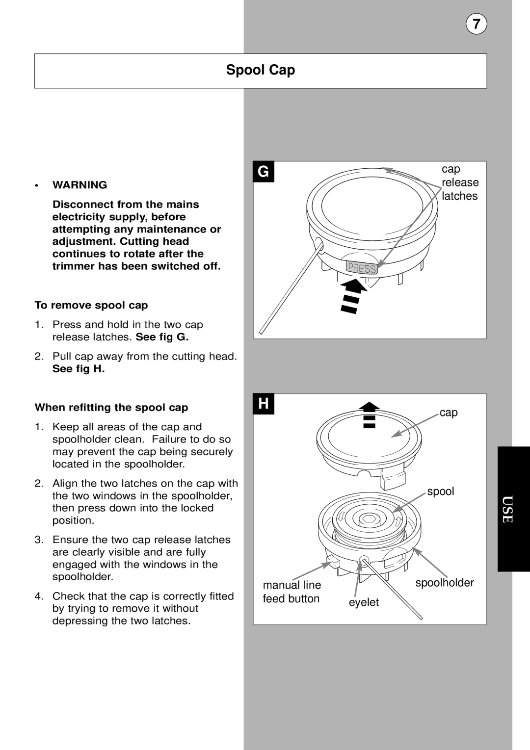 Flymo Auto instruction manual Spool Cap 