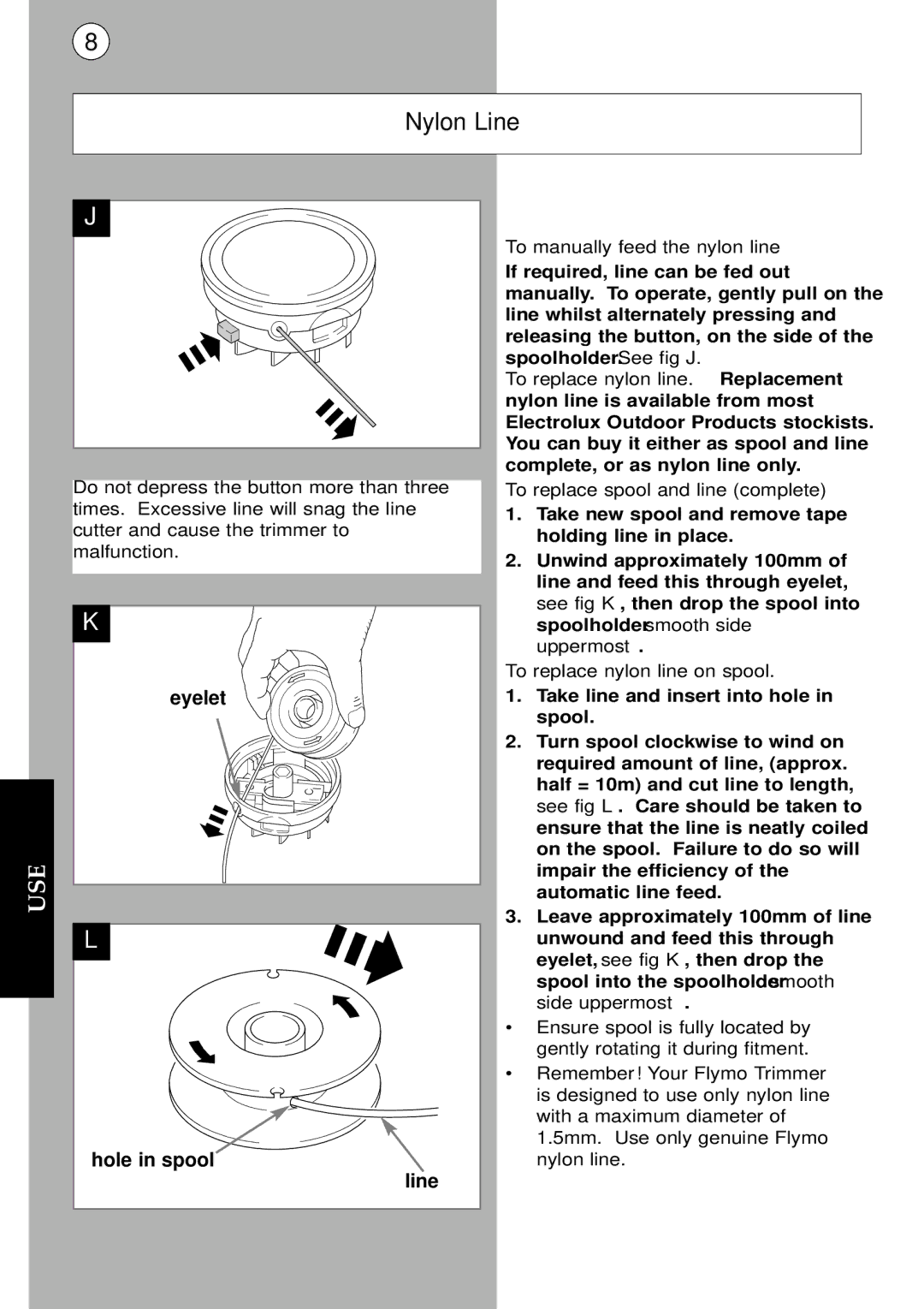 Flymo Auto instruction manual Nylon Line 