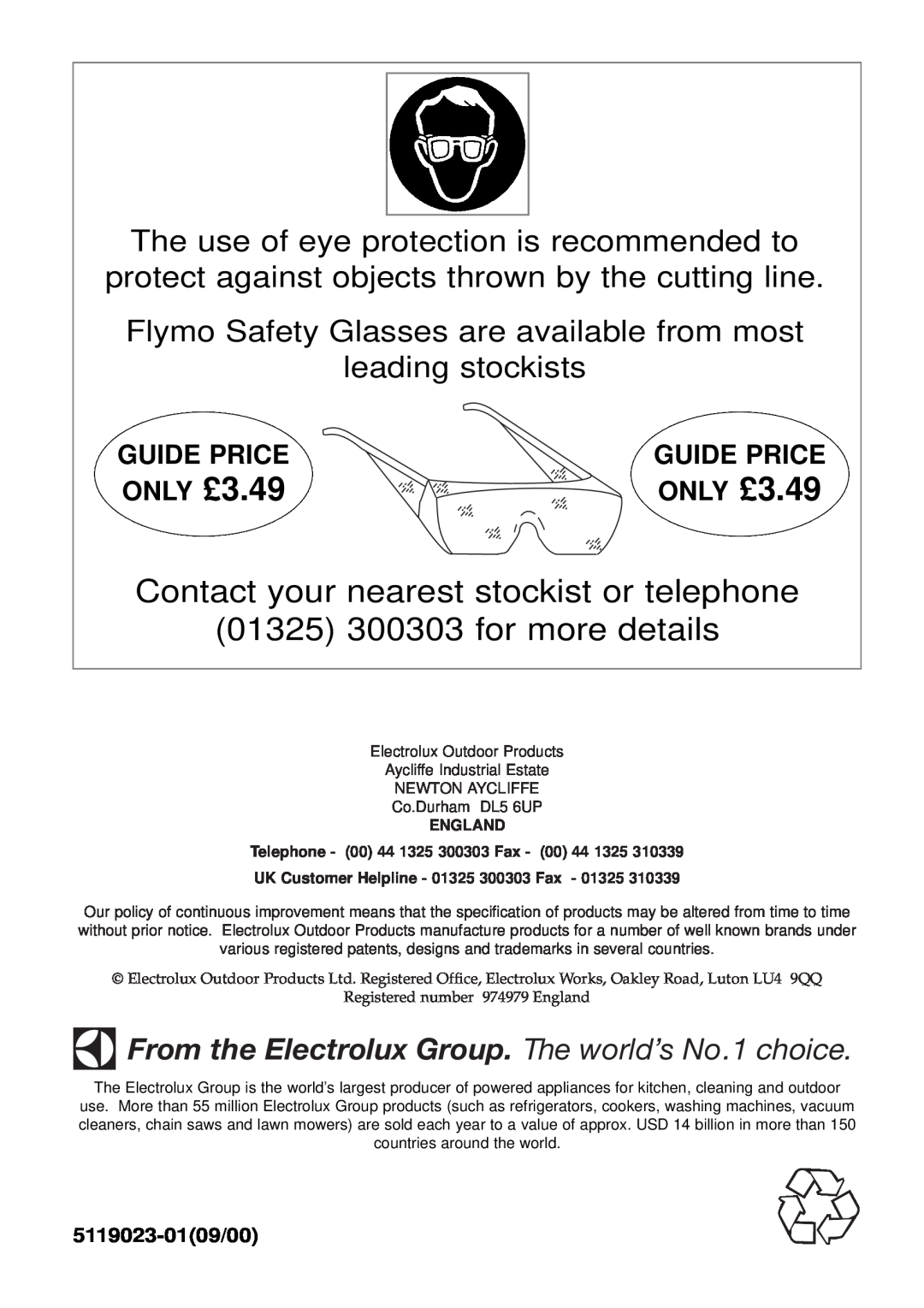 Flymo Auto 5119023-0109/00, Contact your nearest stockist or telephone, 01325 300303 for more details, Guide Price 