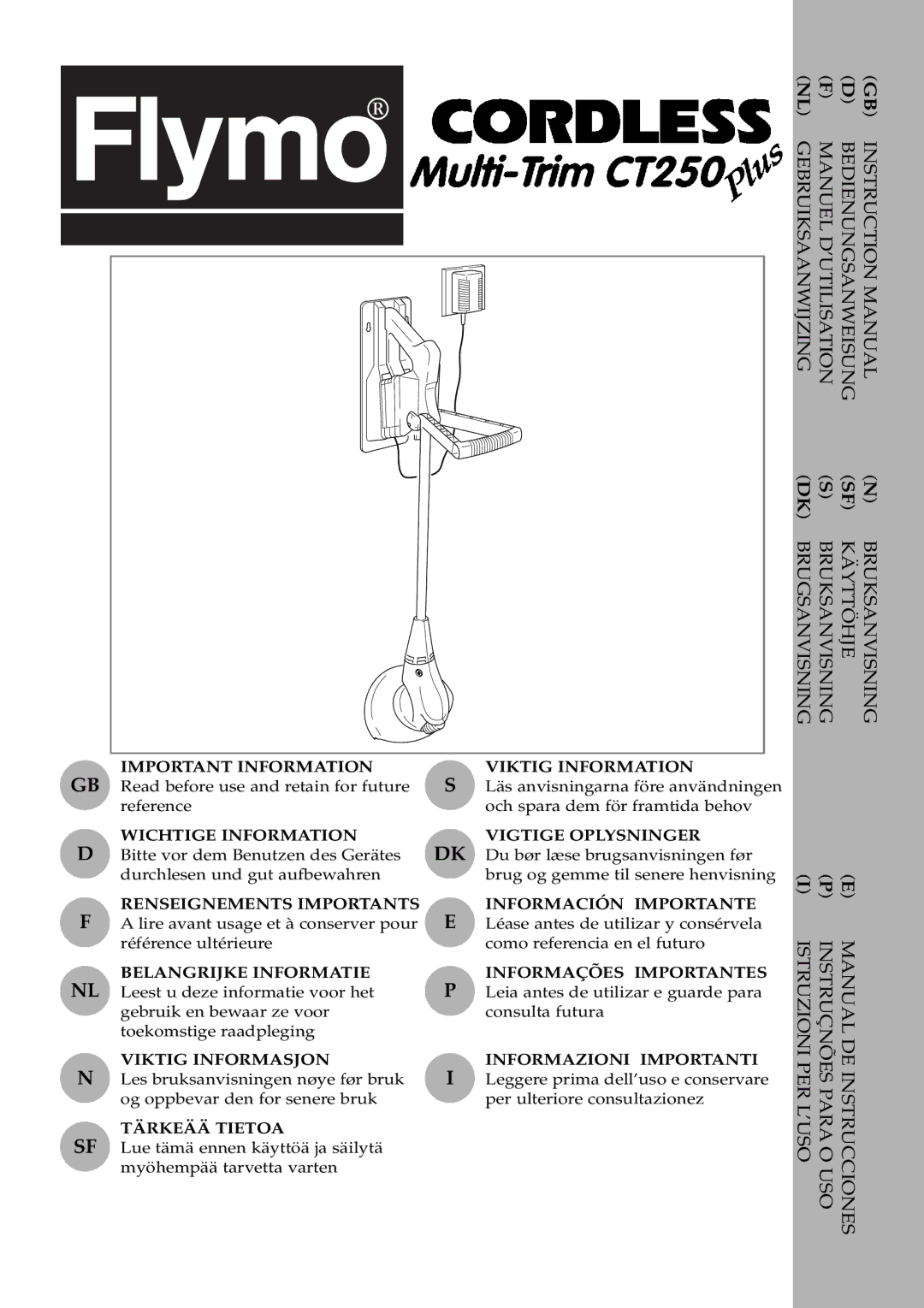 Flymo CT250 plus instruction manual Gebruiksaanwijzing Manuel D’UTILISATION Bedienungsanweisung 