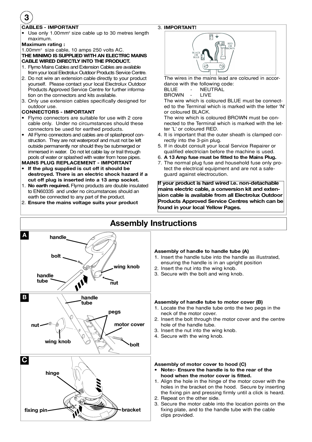 Flymo Electric Lawn Trimmer manual Assembly Instructions 