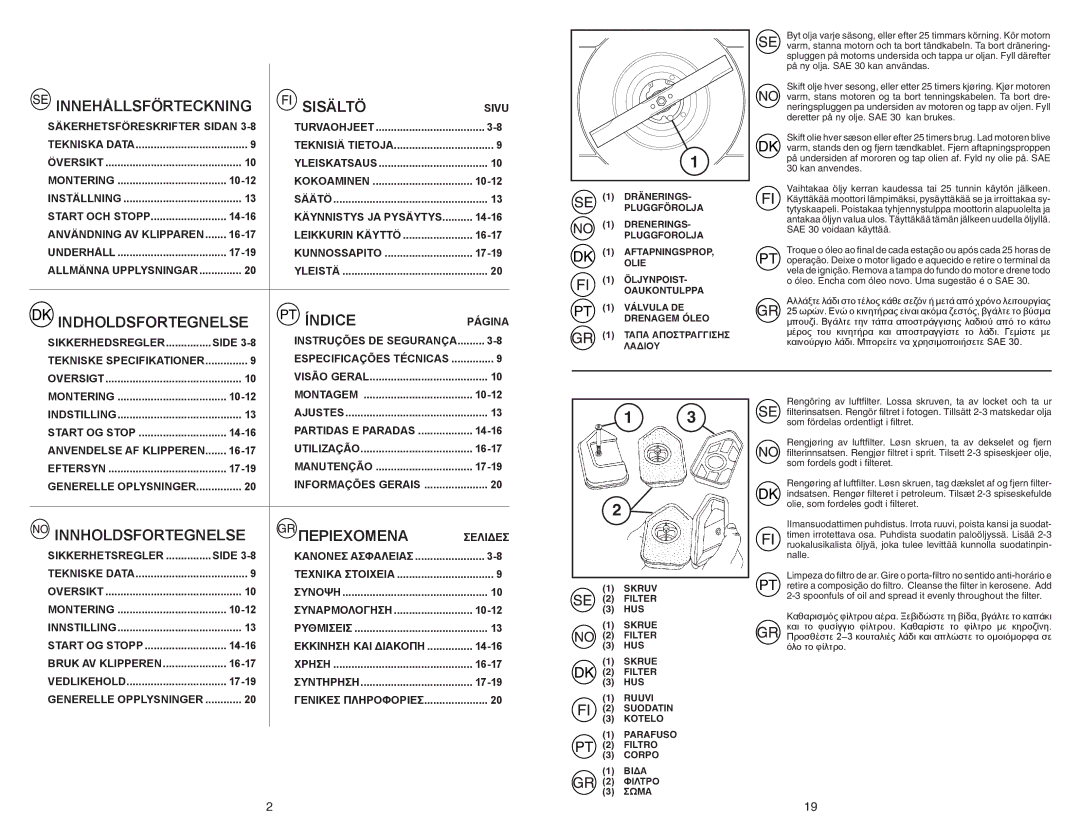 Flymo FL510D manual 10-12, 14-16, 16-17, 17-19, Side 