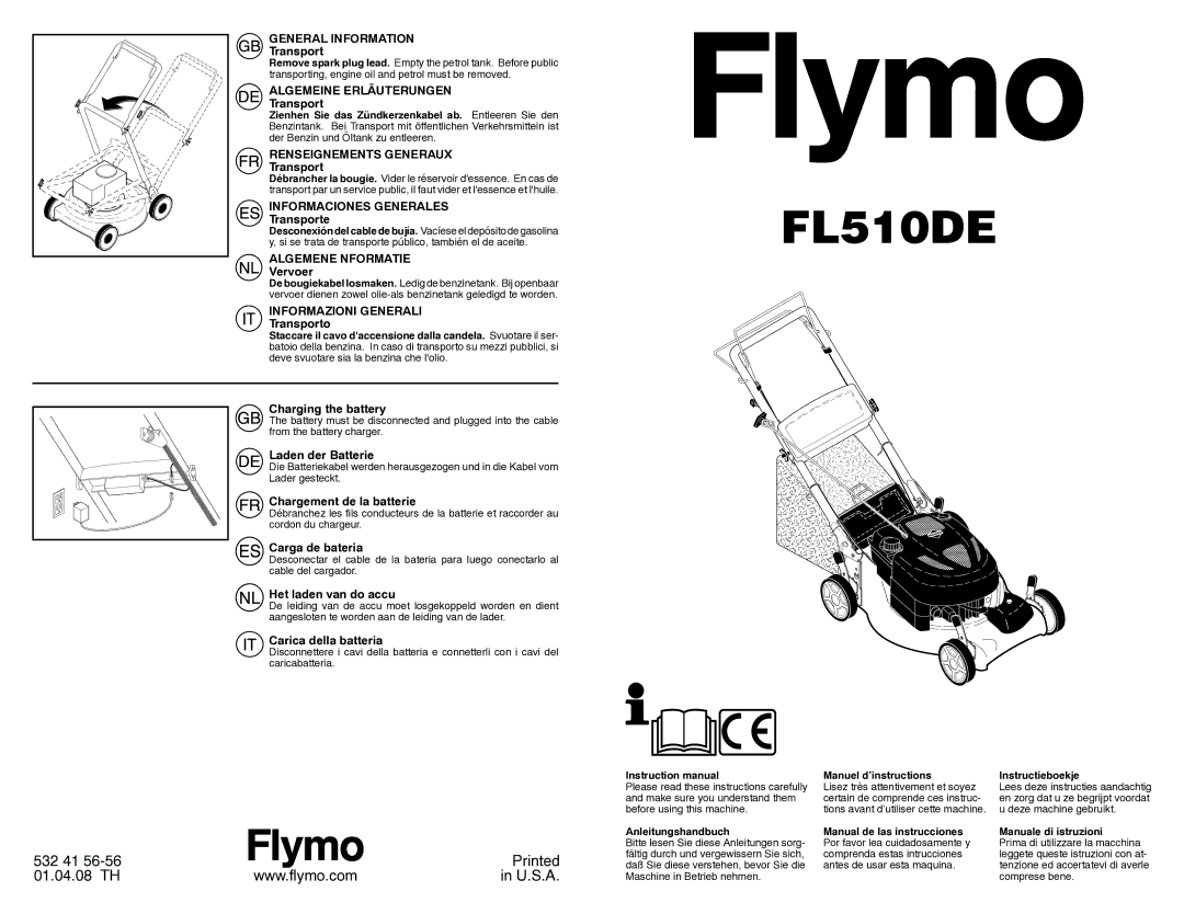 Flymo FL510DE instruction manual General Information, Algemeine Erläuterungen, Renseignements Generaux, Algemene Nformatie 