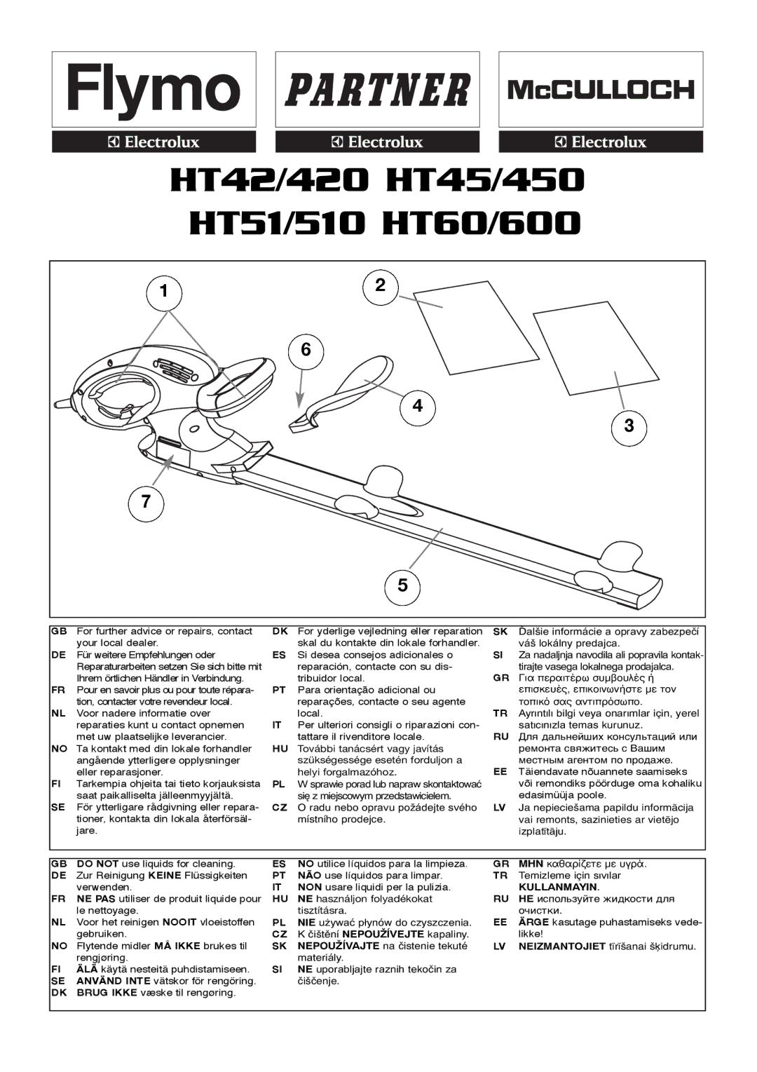 Flymo manual HT42/420 HT45/450 HT51/510 HT60/600 