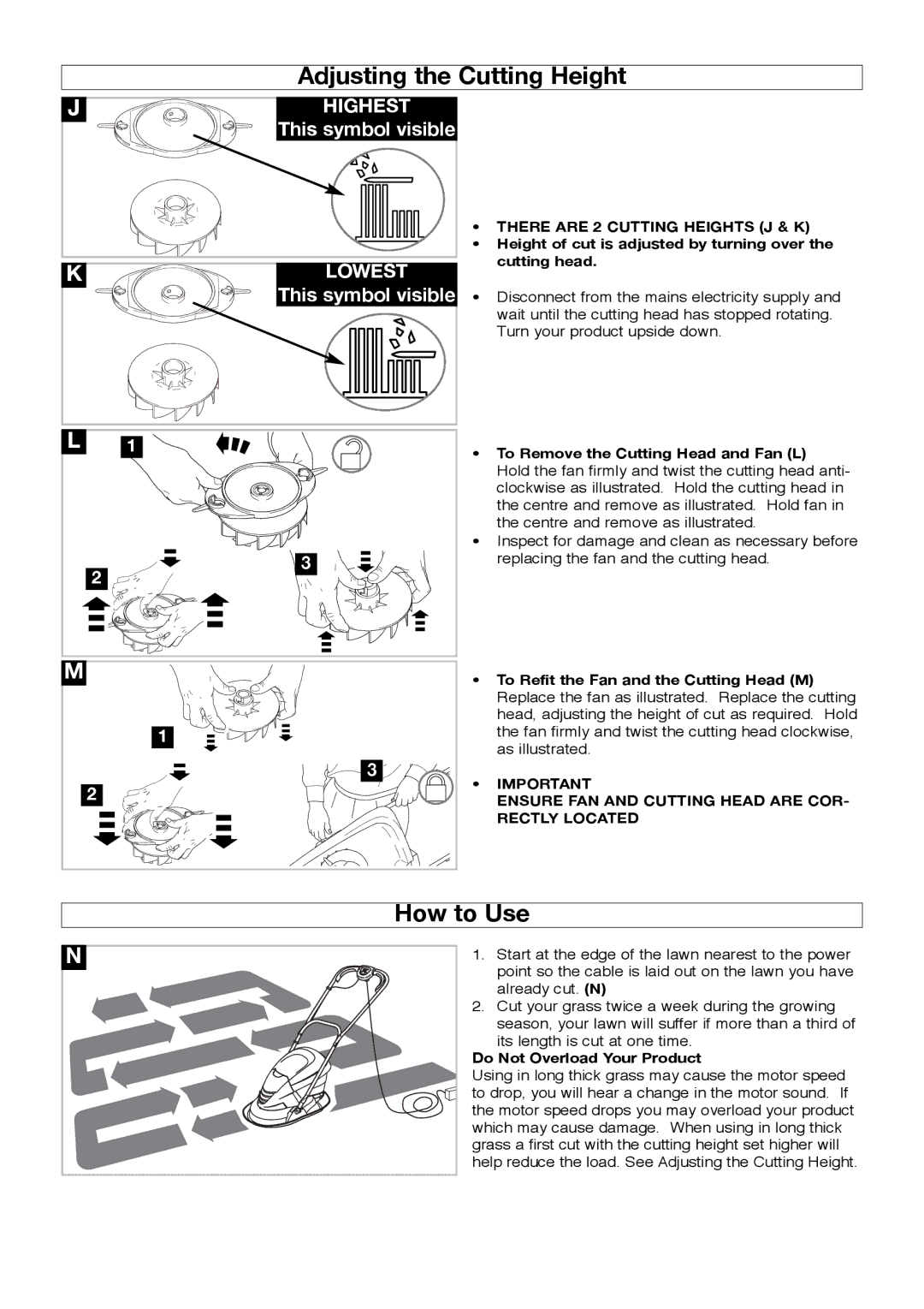 Flymo 511969202, HV280 manual Adjusting the Cutting Height, How to Use 