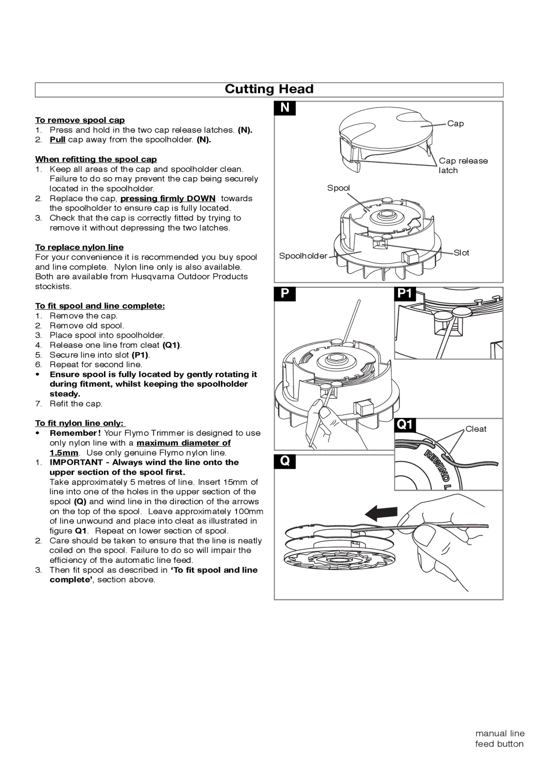 Flymo Lawn Trimmer manual Cutting Head 