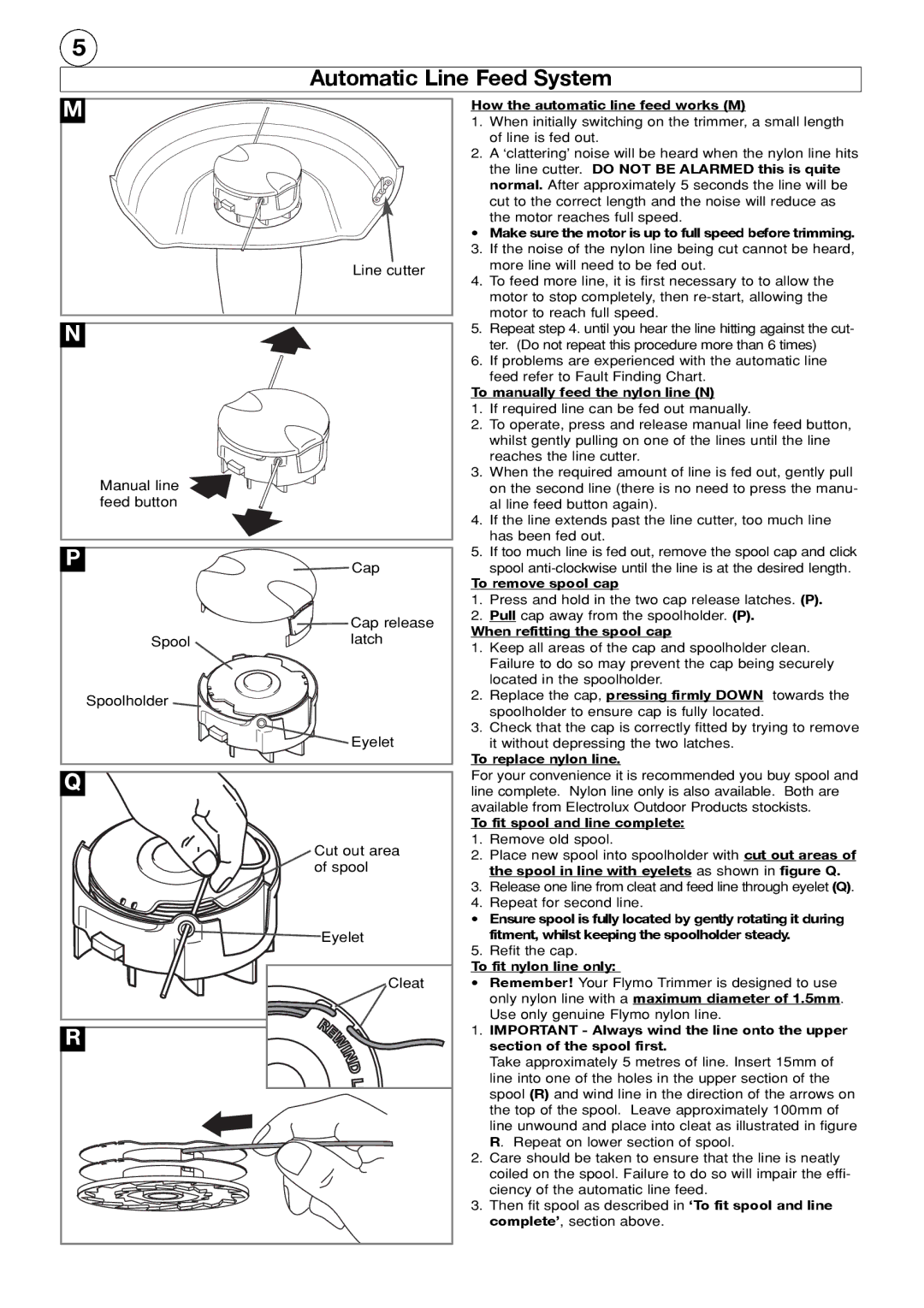 Flymo Mini Trim manual Automatic Line Feed System 