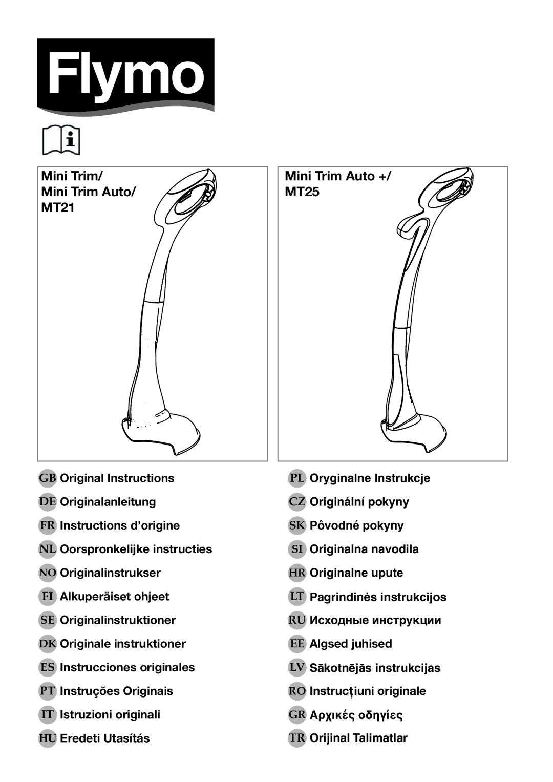 Flymo MT21 manual Mini Trim Auto, MT25 