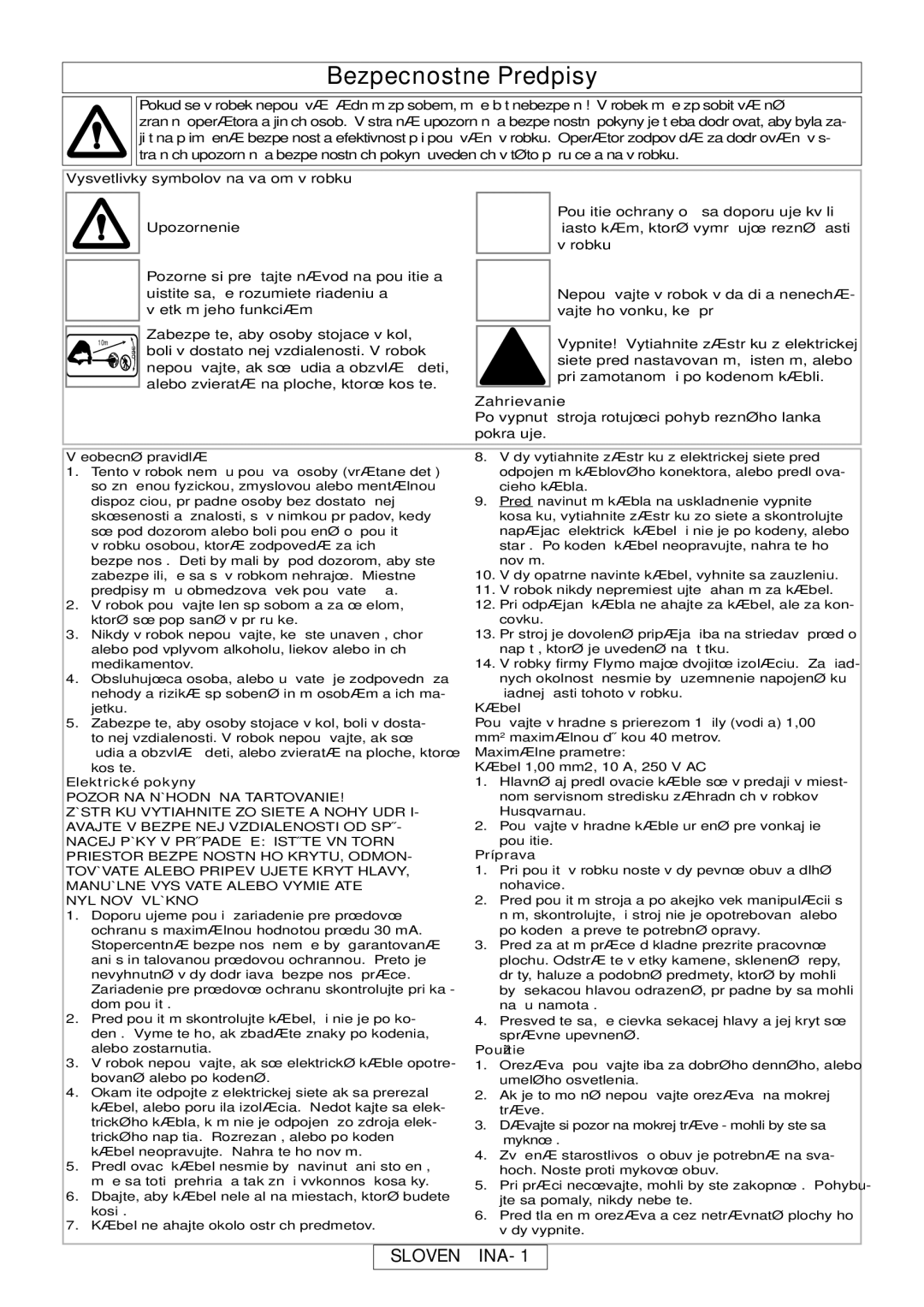 Flymo MT25, MT21 manual Bezpecnostne Predpisy, Slovenčina, Vysvetlivky symbolov na vašom výrobku, Zahrievanie 