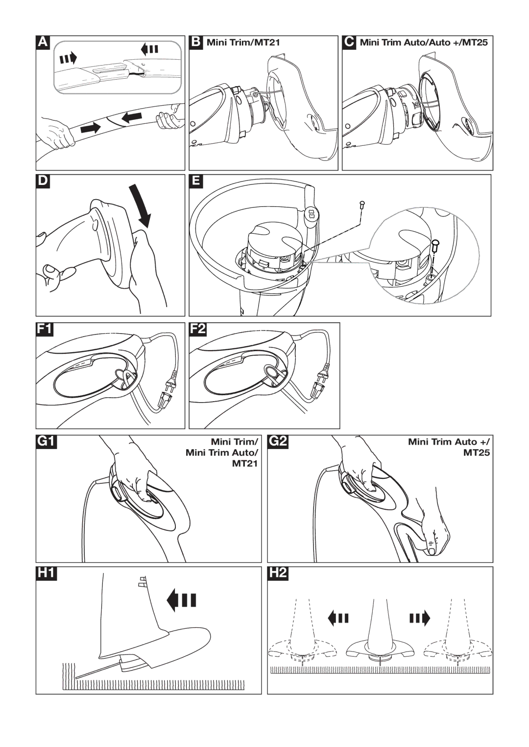 Flymo manual Mini Trim/MT21 Mini Trim Auto/Auto +/MT25 Mini Trim Auto + 