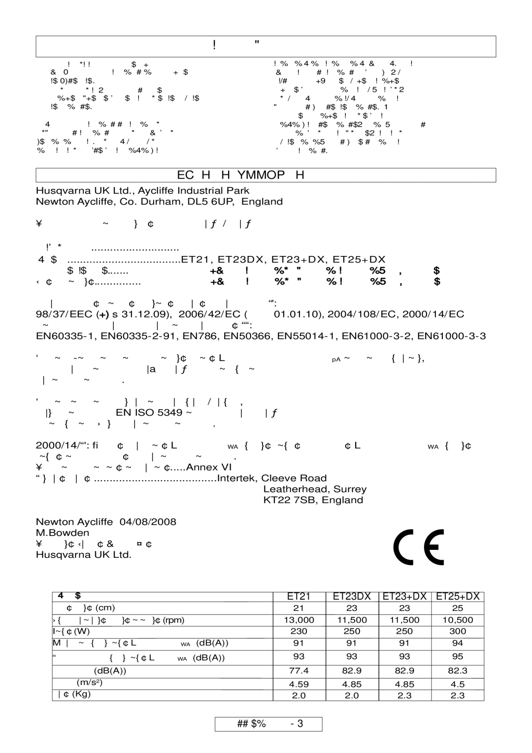 Flymo MT25, MT21 manual Περιβαλλοντικές Πληροφορίες, EC ∆HΛΩΣH Σymmopφωσhσ 