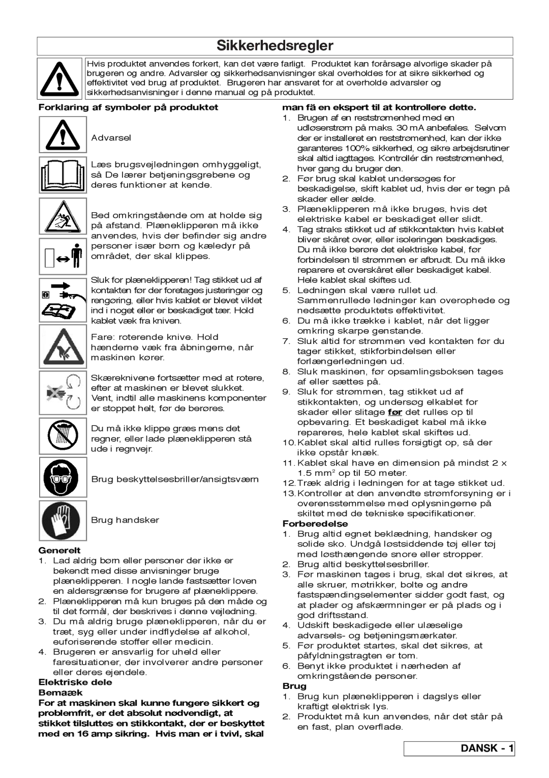 Flymo Pac a Shredder manual Sikkerhedsregler, Forklaring af symboler på produktet, Brug 