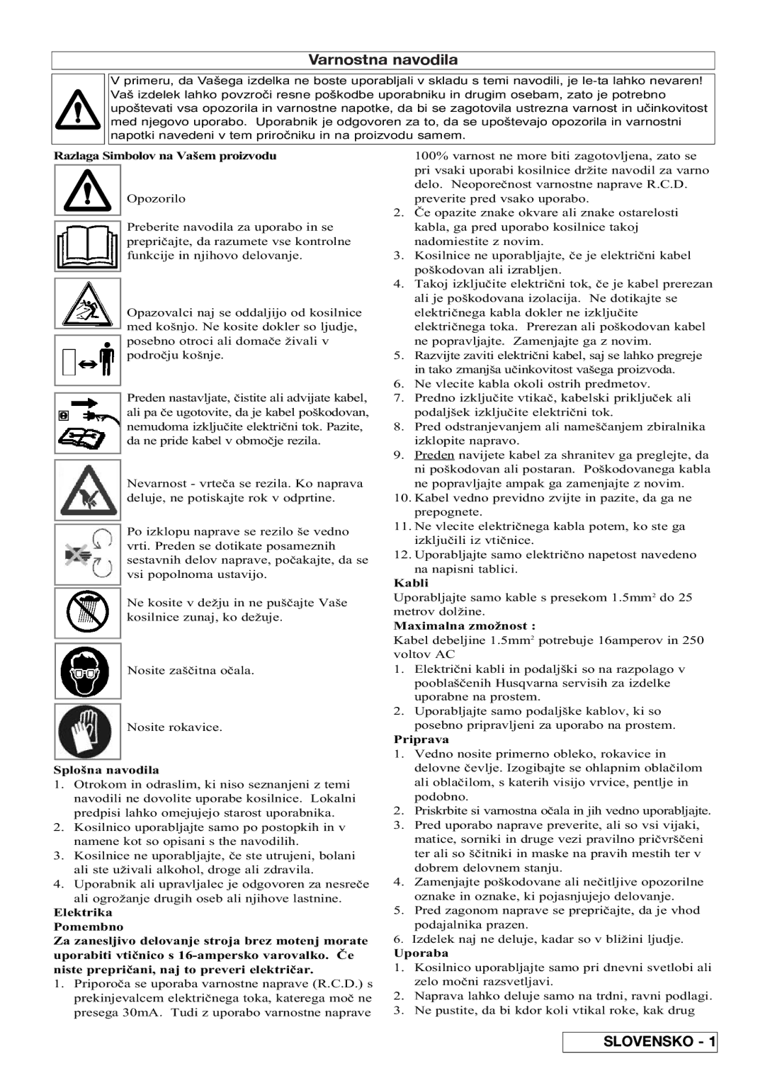 Flymo Pac a Shredder Razlaga Simbolov na Vaem proizvodu, Splona navodila, Kabli, Maximalna zmo¥nost, Priprava, Uporaba 