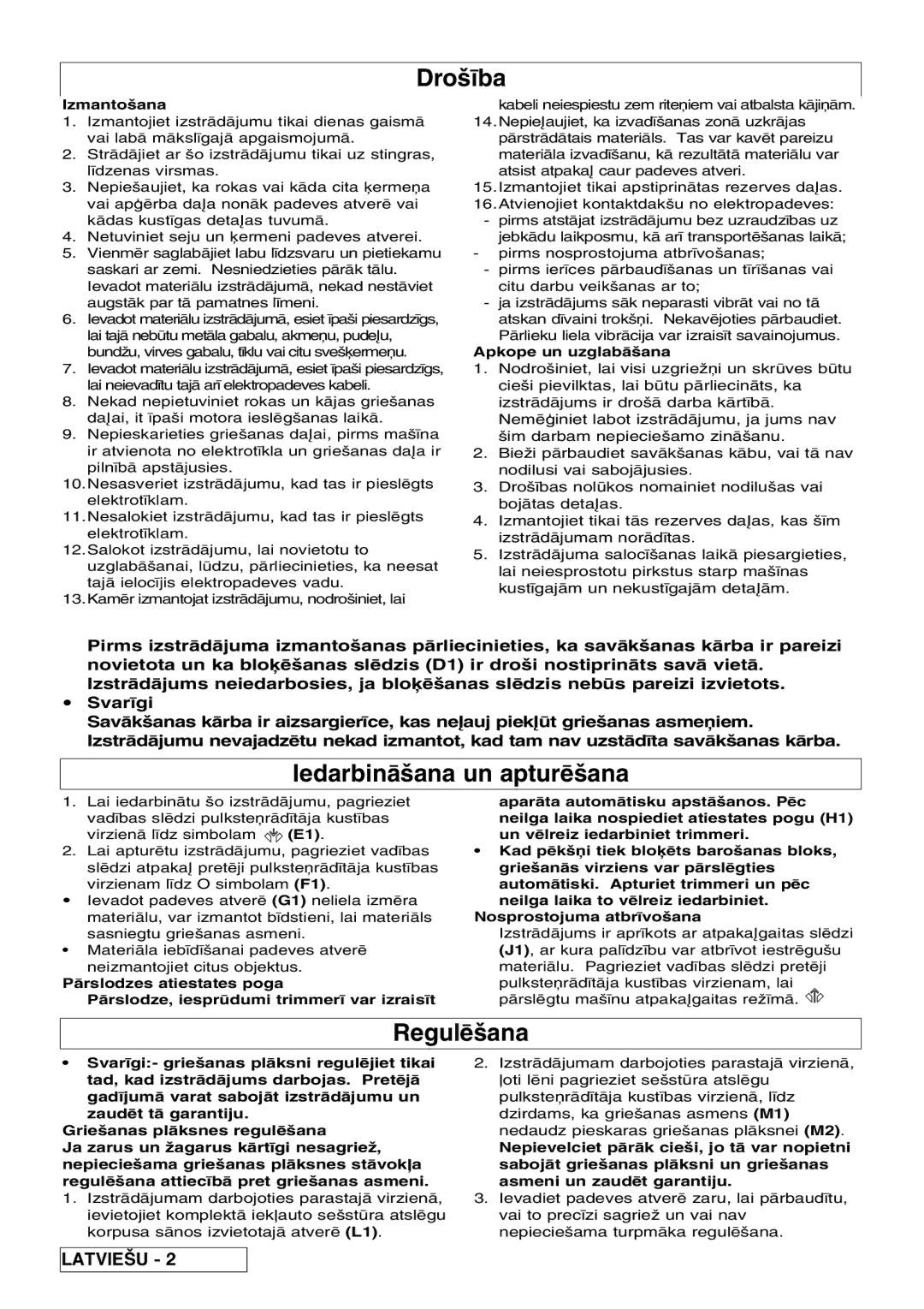 Flymo Pac a Shredder manual Iedarbinana un apturana, Regulana, Izmantoana, Apkope un uzglabana 