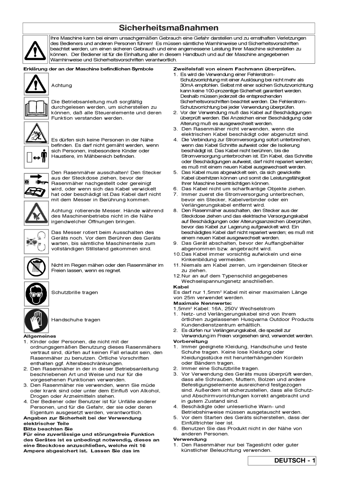 Flymo Pac a Shredder manual Sicherheitsmaßnahmen, Erklärung der an der Maschine befindlichen Symbole 