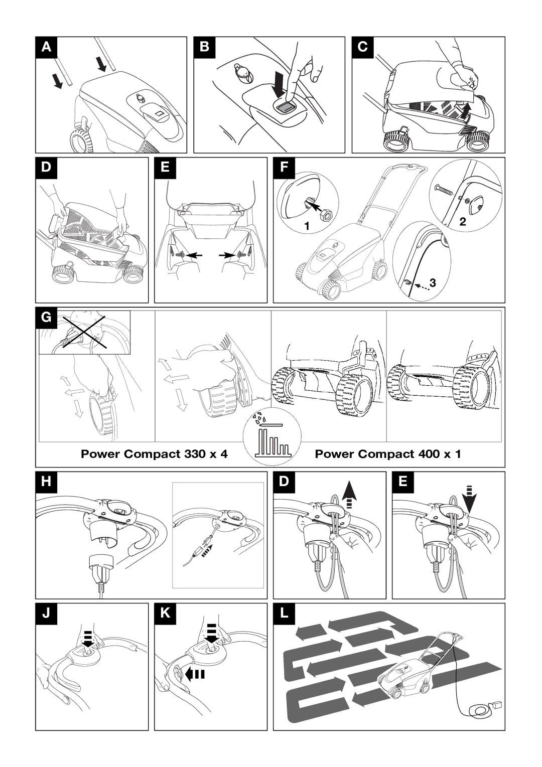 Flymo manual Power Compact 330 x Power Compact 400 x 