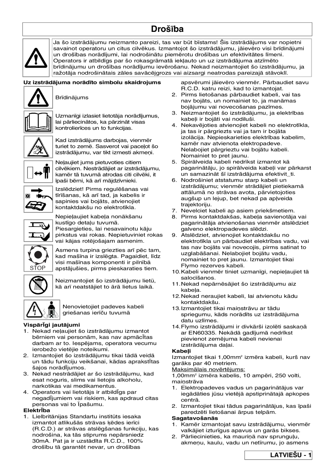 Flymo VM032 manual Droœba 