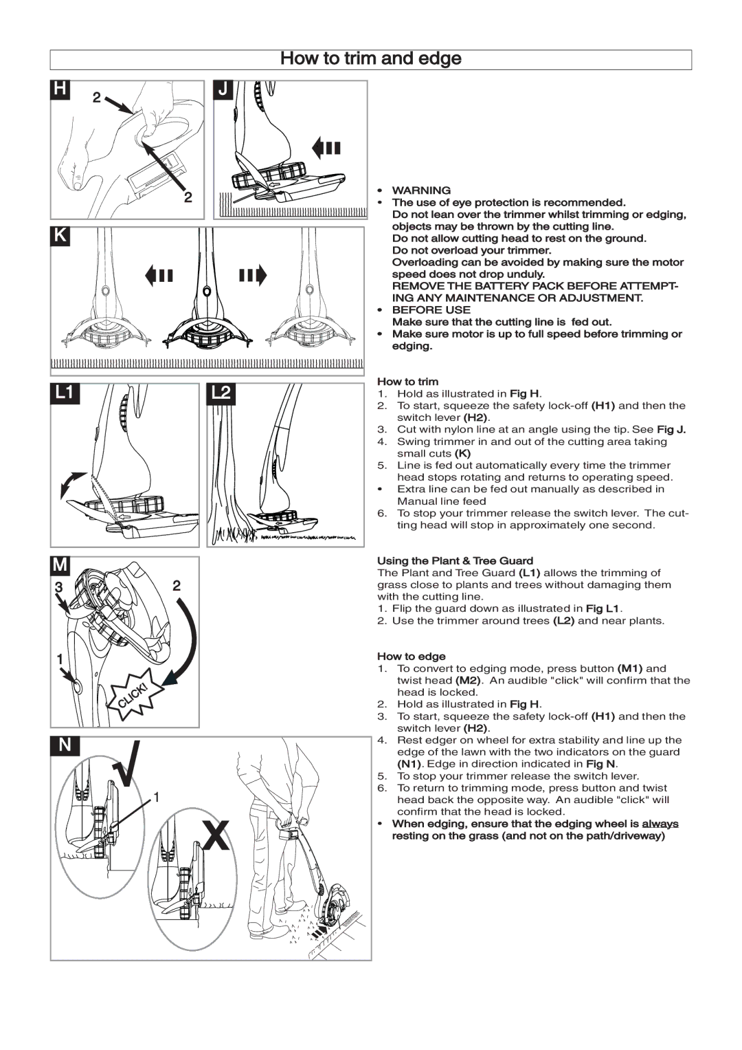 Flymo XT manual How to trim and edge, Using the Plant & Tree Guard, How to edge 