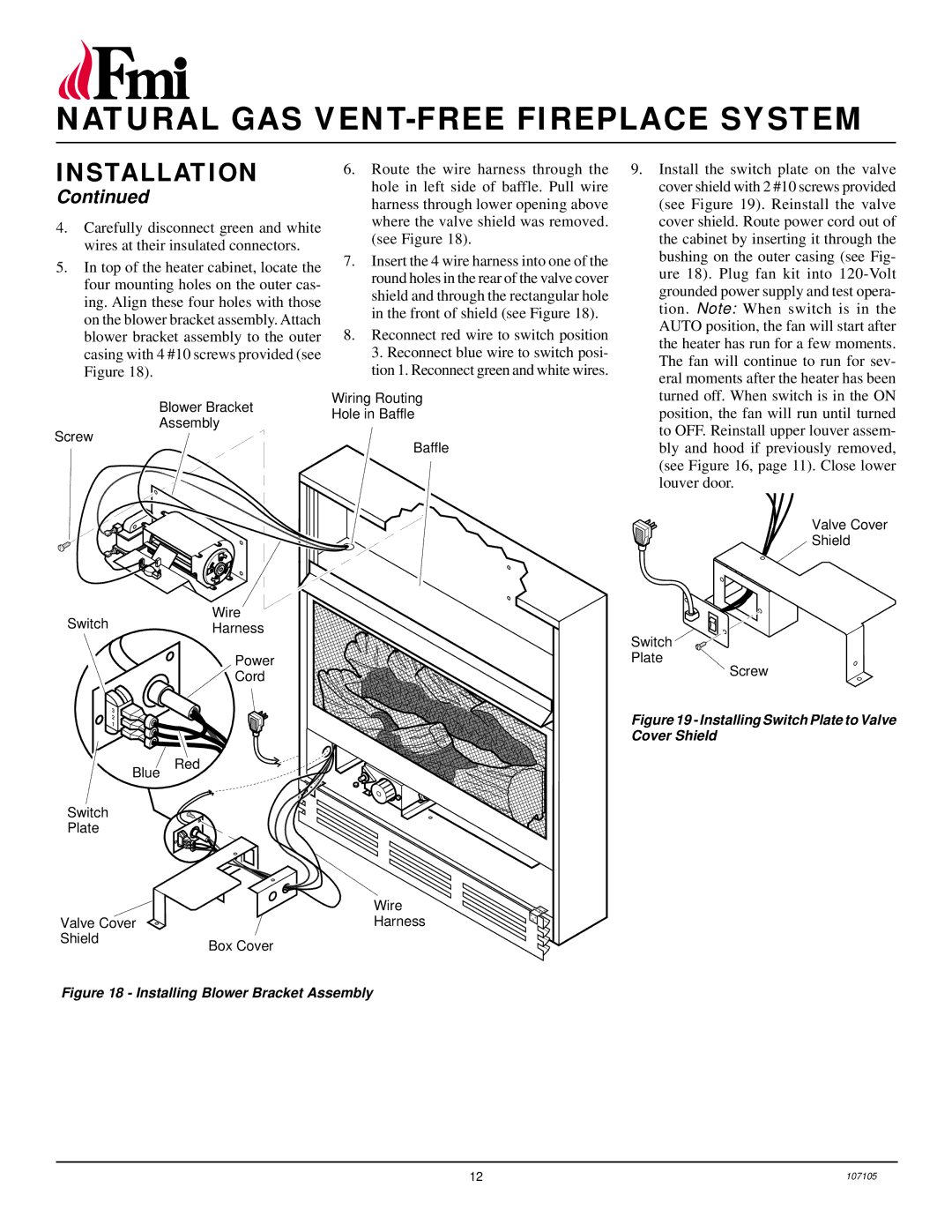 FMI FMH26TN installation manual Install the switch plate on the valve 