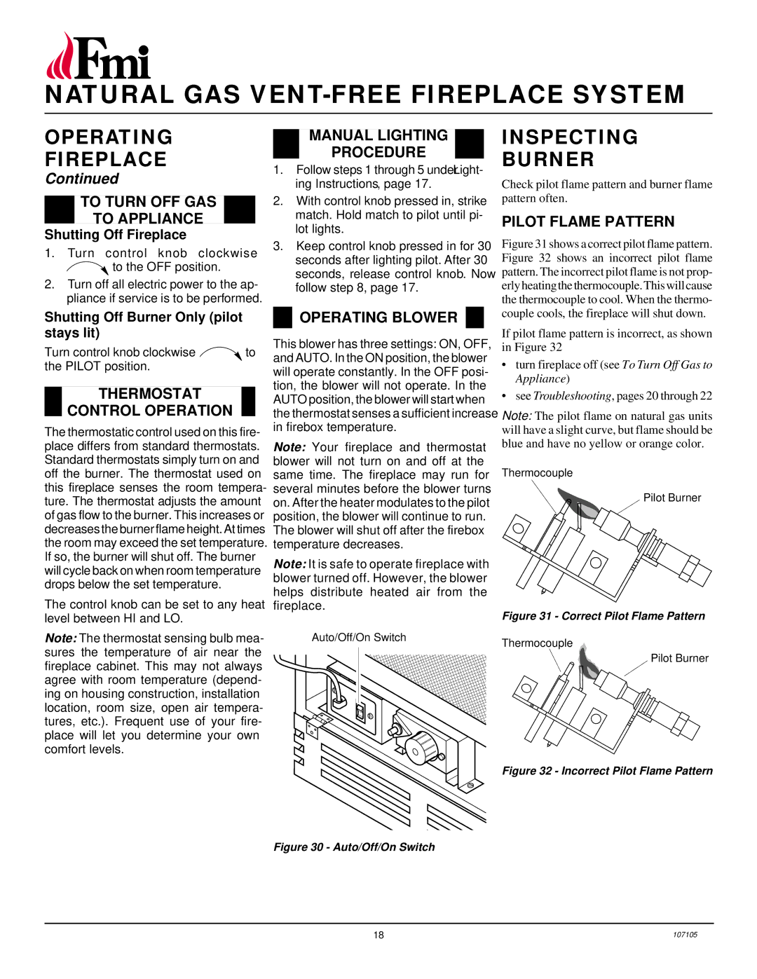 FMI FMH26TN installation manual Inspecting Burner 