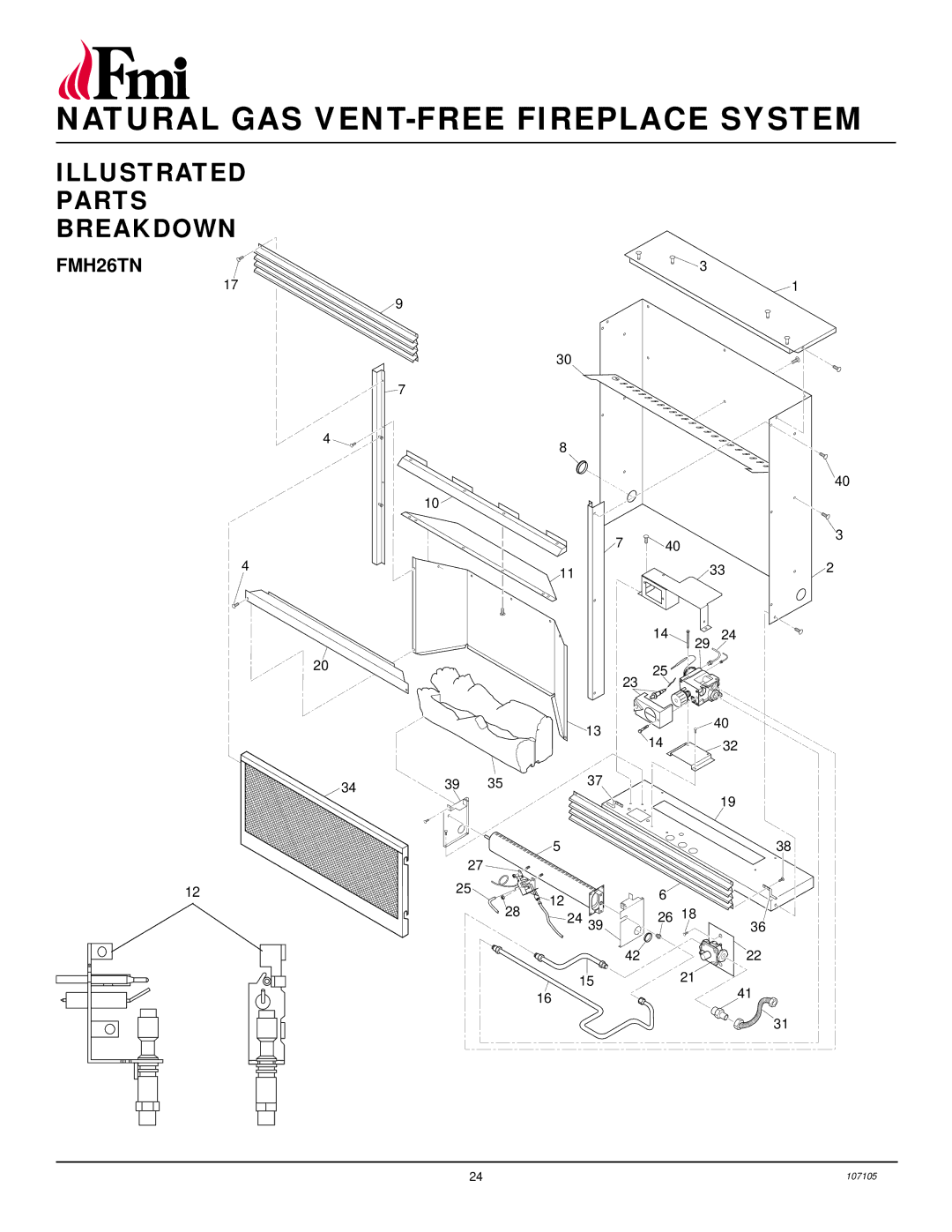 FMI FMH26TN installation manual Illustrated Parts Breakdown 