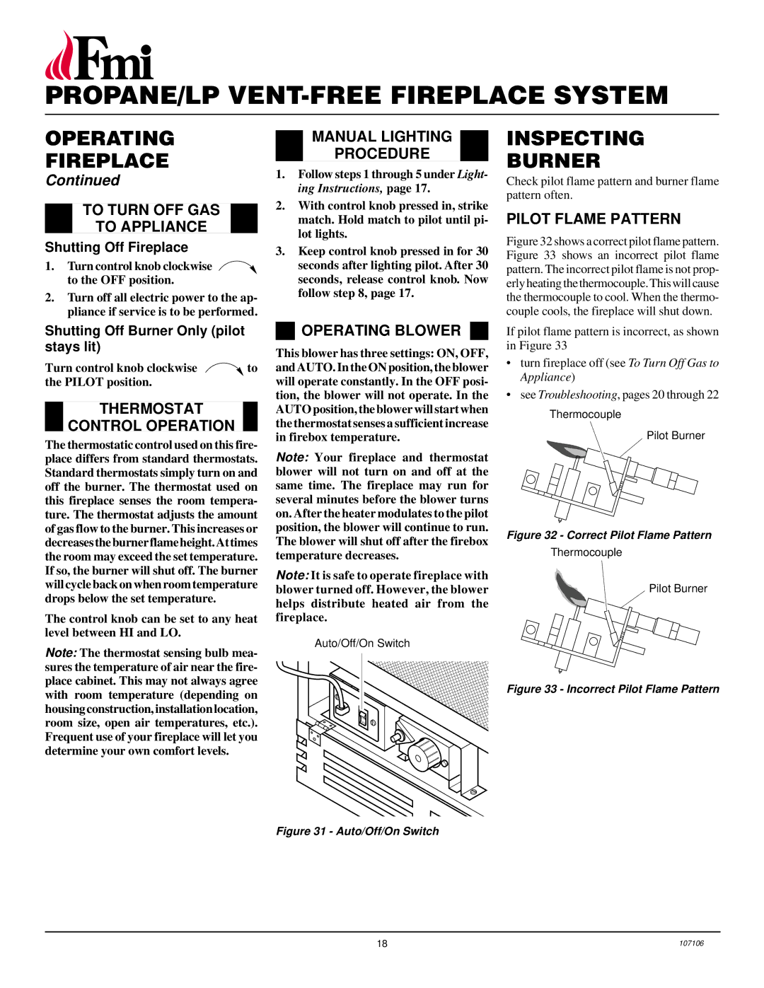 FMI FMH26TP installation manual Inspecting Burner 