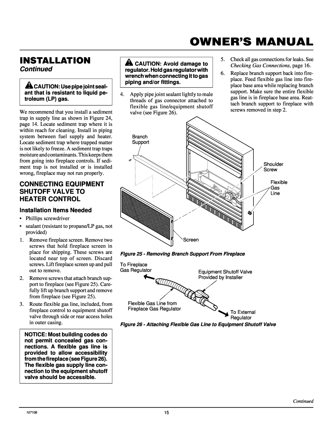 FMI FMH26TP installation manual Installation Items Needed, Continued 