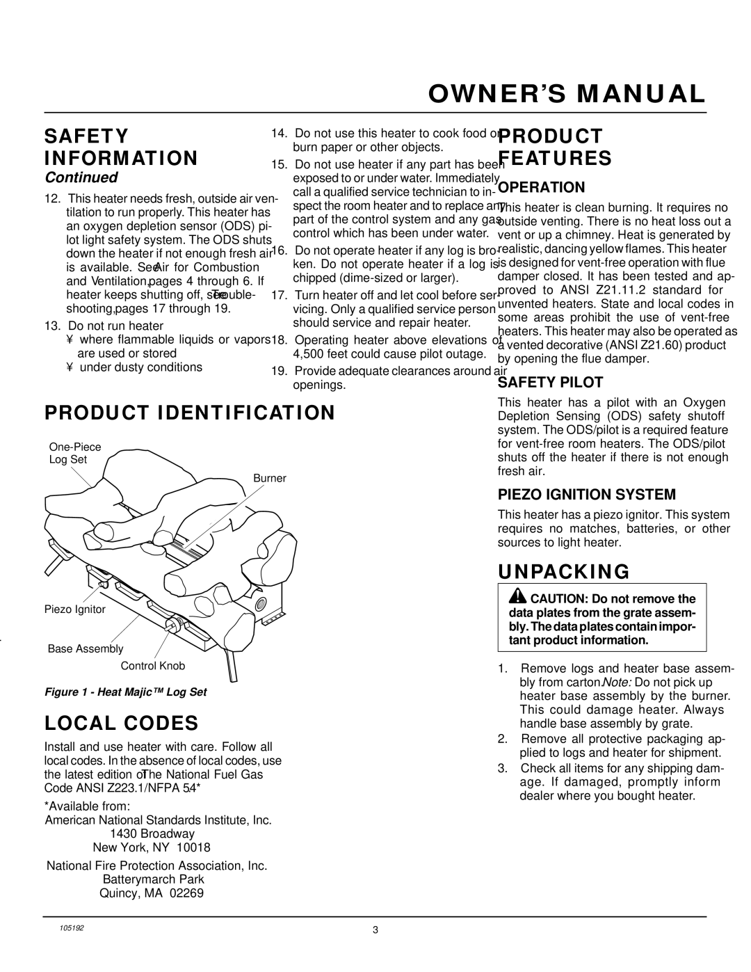 FMI FVF18P, FVF24P, FVF30P installation manual Product Features, Product Identification, Local Codes, Unpacking 