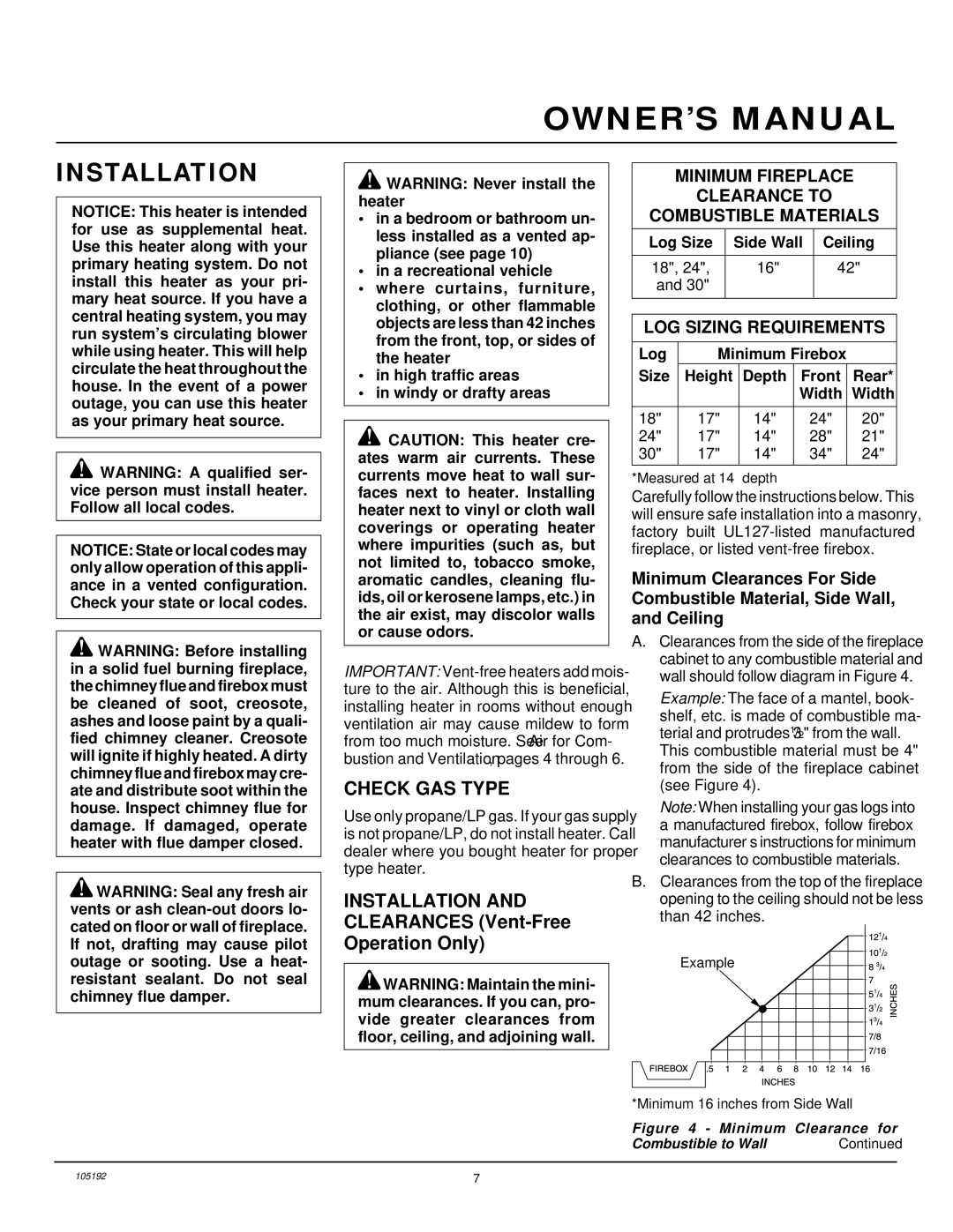 FMI FVF24P, FVF18P, FVF30P installation manual Installation, Check GAS Type 