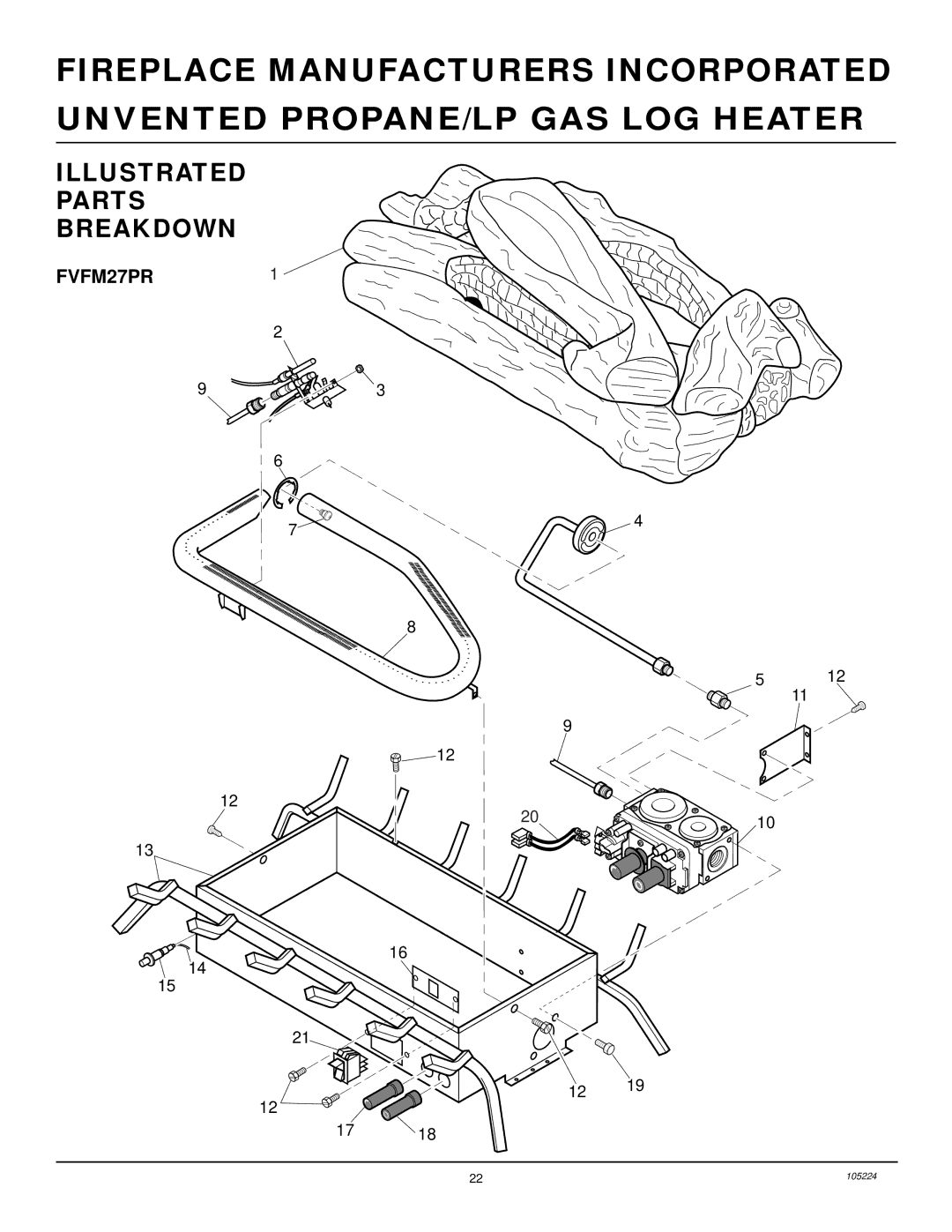 FMI FVFM27PR installation manual Illustrated Parts Breakdown 