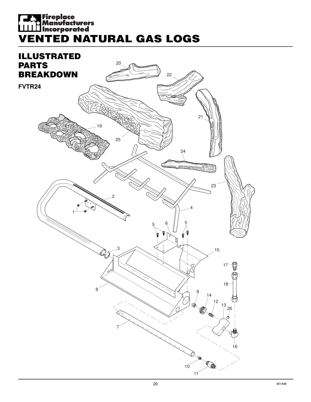 FMI FVTR18 installation manual Illustrated PARTS20 Breakdown, FVTR24 