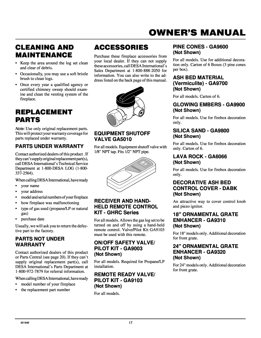 FMI FVTR24, FVTR18 installation manual Cleaning And Maintenance, Replacement Parts, Accessories 