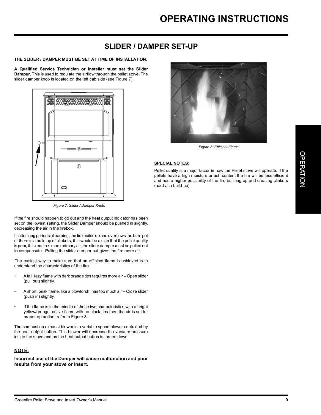 FMI GFI55, GF55 owner manual Slider / Damper SET-UP, Slider / Damper Must be SET AT Time of Installation, Special Notes 